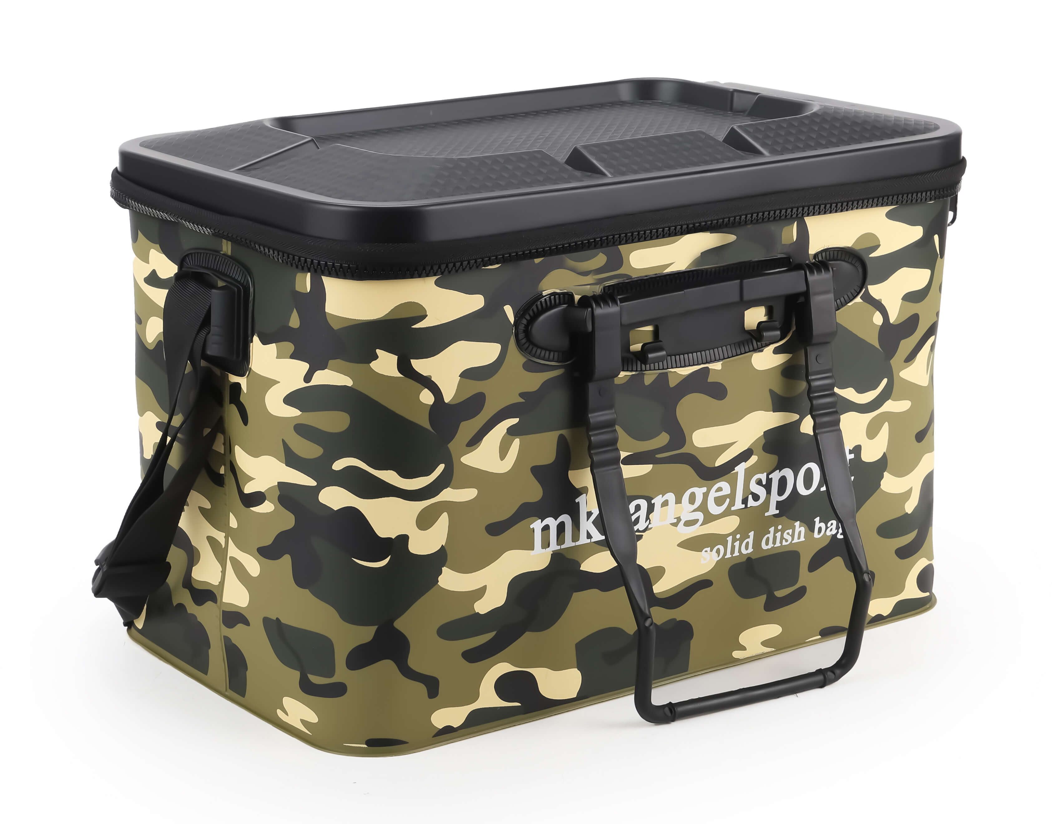 Bolsa de pesca de camuflaje duradera para mantener organizados los aparejos y los elementos esenciales durante los viajes.