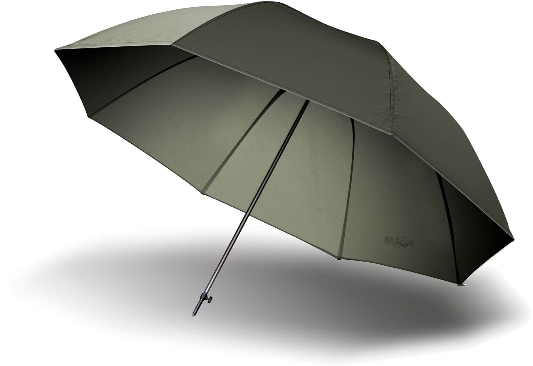 solar-brolly-UG21-2 Odolný rybářský deštník poskytující rybářům stín a ochranu během dlouhých sezení.