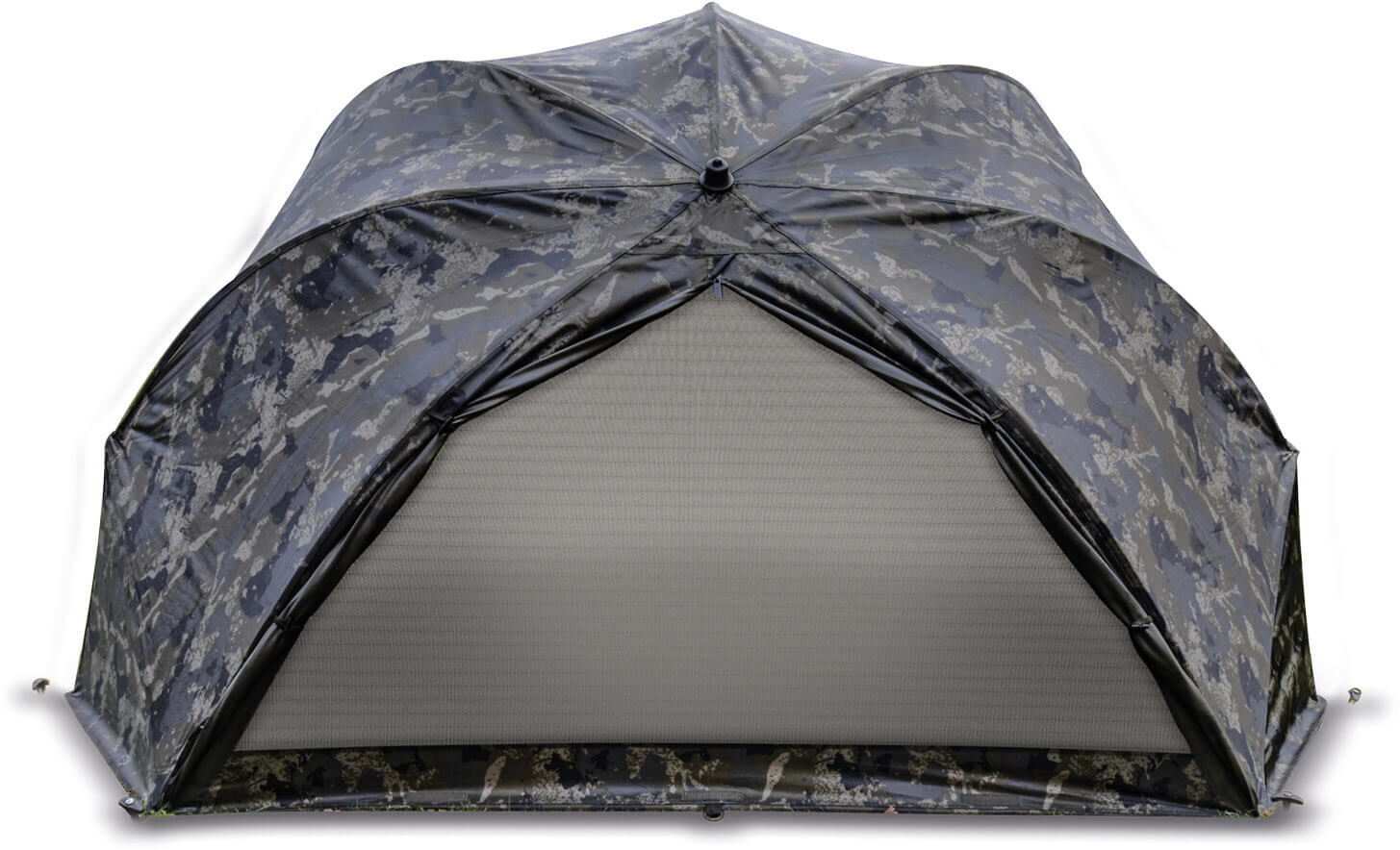 solar-undercover-brolly-ca01-1 Robustes Angelzelt für Karpfenangler, das beim Angeln Schutz und Komfort bietet.