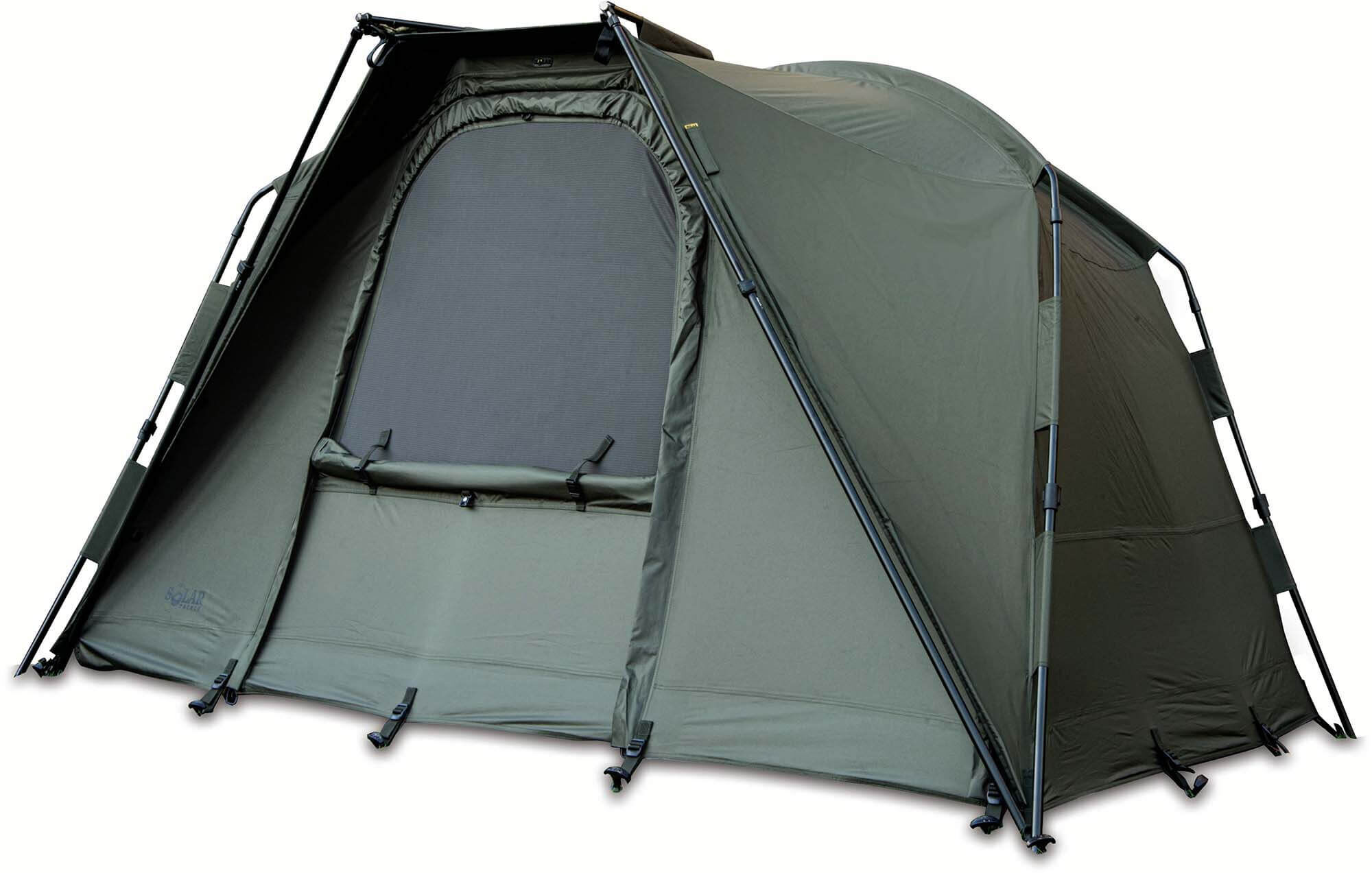 solar-spider-bivvy-bv15-1 Odolný rybářský přístřešek pro kapraře, poskytující pohodlí a ochranu při výletech.