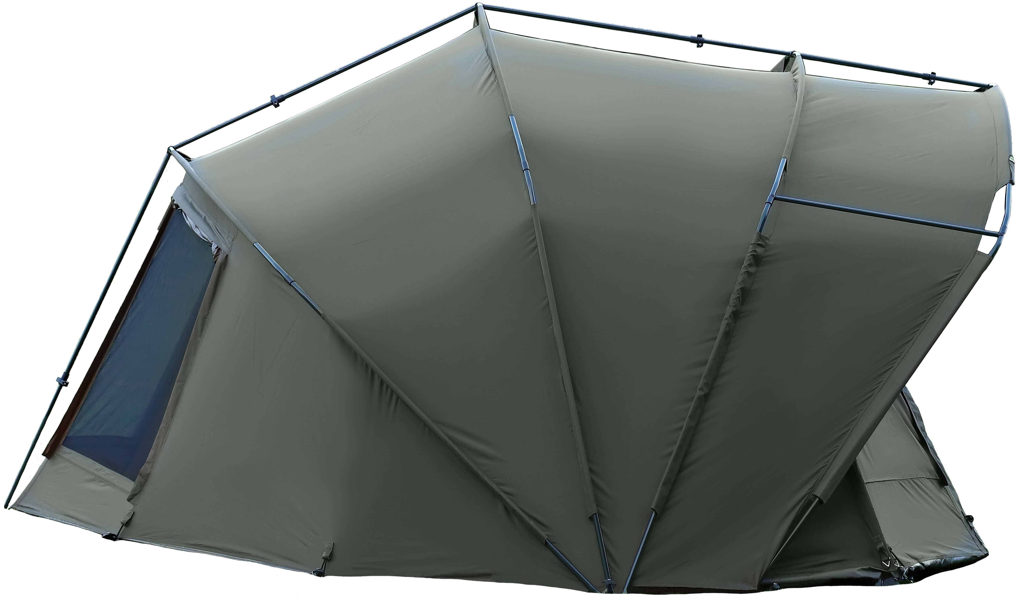 Una spaziosa tenda da pesca progettata per i carpisti, perfetta per comfort e riparo.