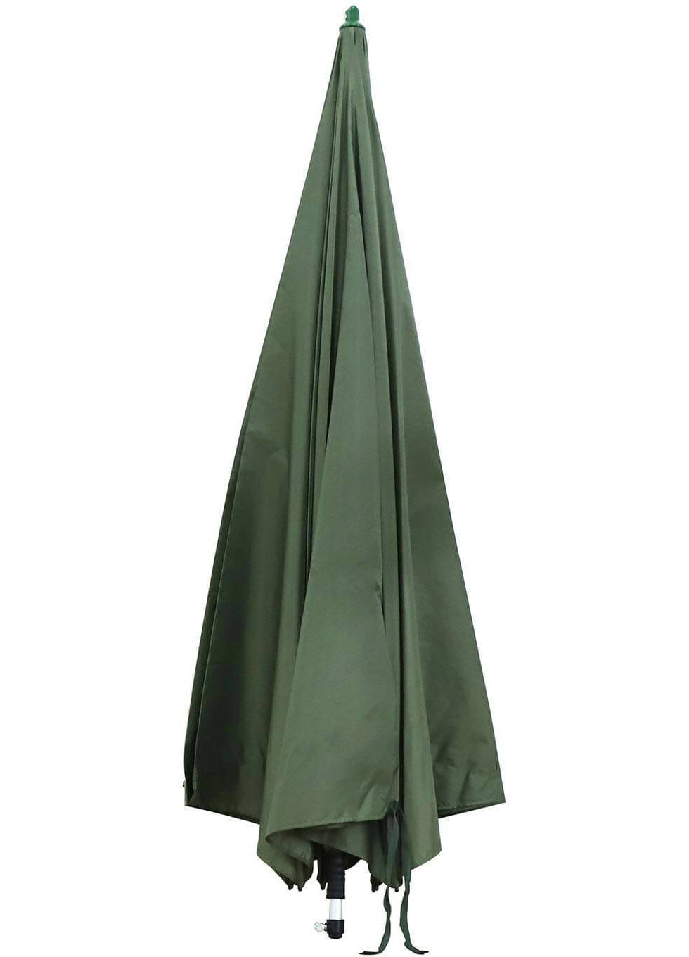angelschirm-3meter-5 Parapluie de pêche vert pour les pêcheurs de carpes, offrant ombre et protection lors des sorties de pêche.