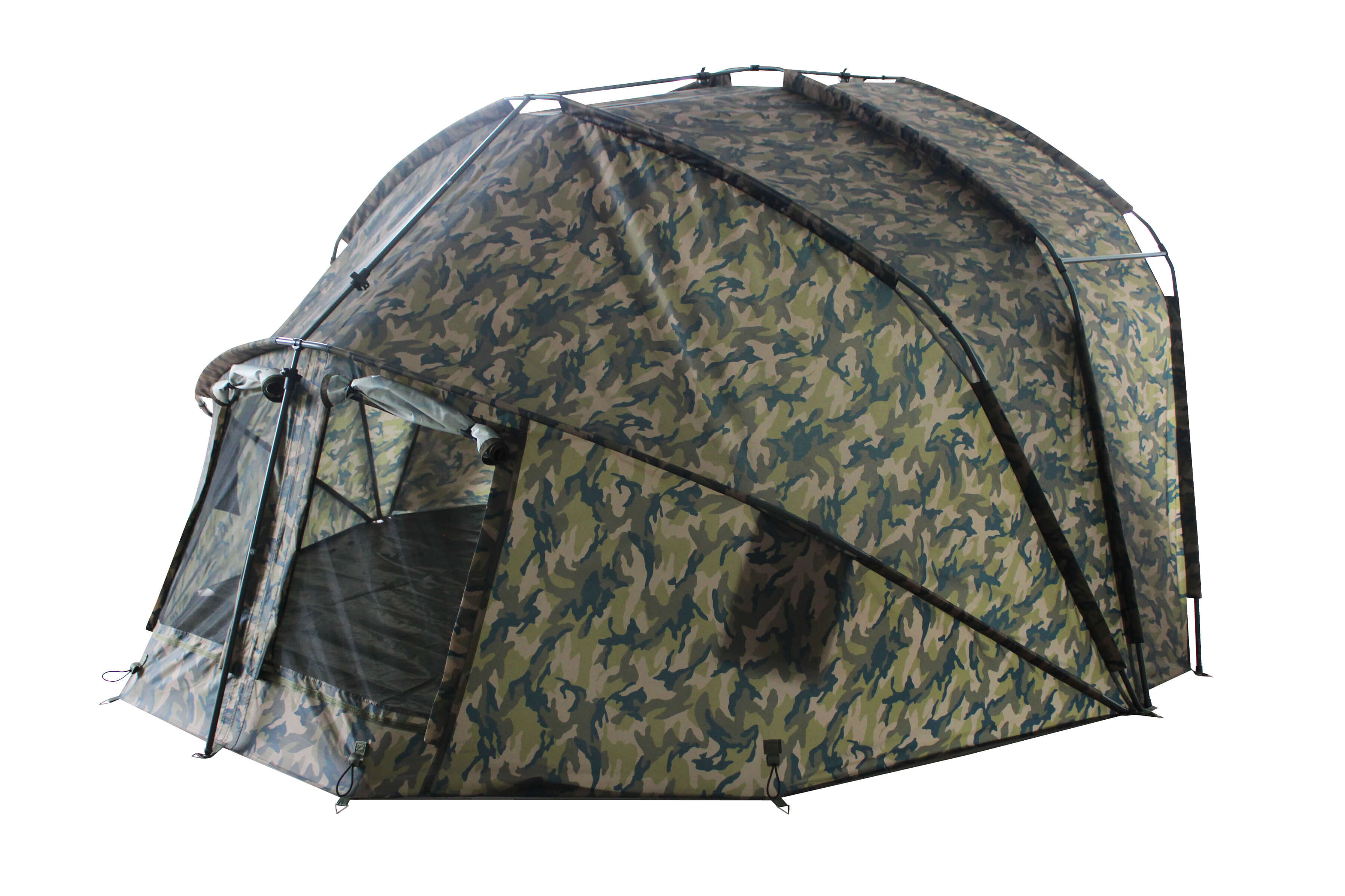 angelzelt-ghost-20 Tienda de pesca de camuflaje diseñada para mayor comodidad y protección durante las salidas de pesca de carpas.
