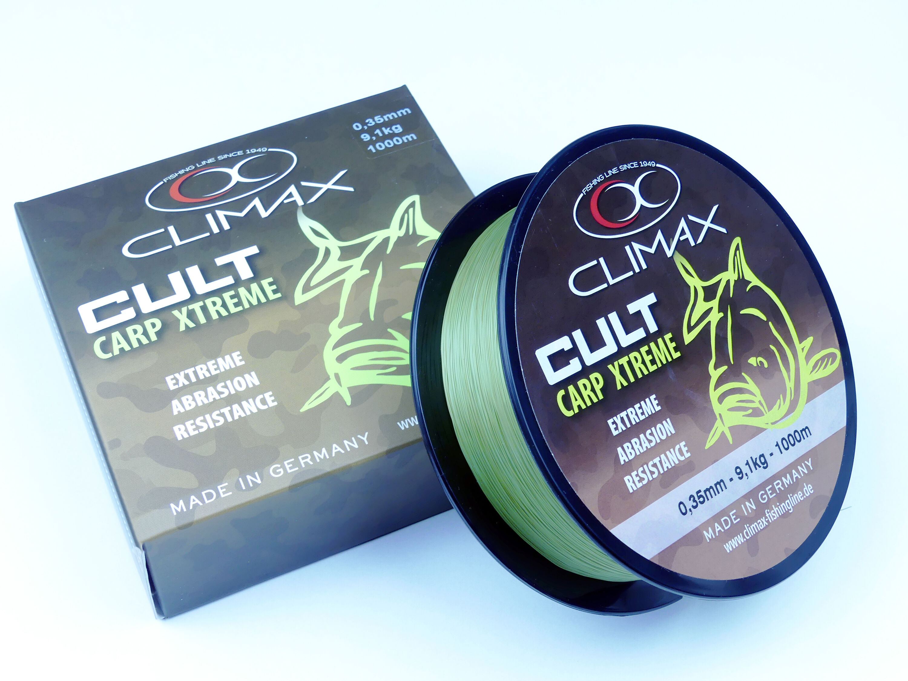 Hochwertige Climax Cult Carp Xtreme Angelschnur für ernsthafte Karpfenangler.