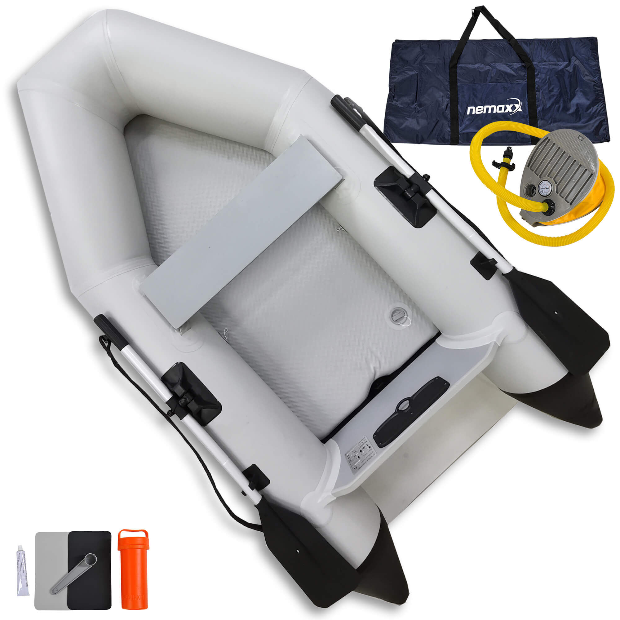 Barca da pesca gonfiabile con pompa e accessori per le avventure dei carpisti.
