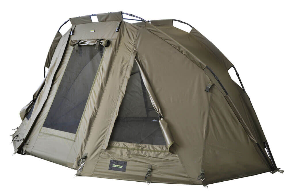 karpfenzelt Tente de pêche durable conçue pour les pêcheurs de carpes, offrant abri et confort sur l'eau.