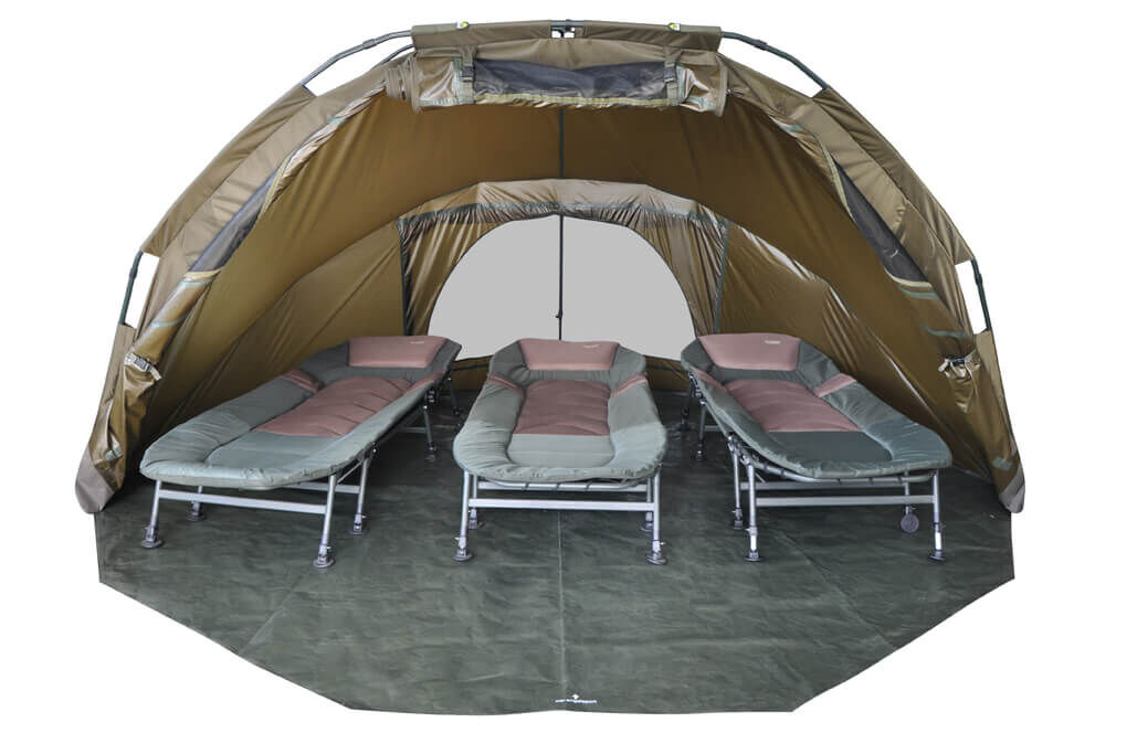 2man-5season-bivvy Geräumiger Angelunterstand mit bequemen Betten für ein entspanntes Karpfenangelerlebnis.