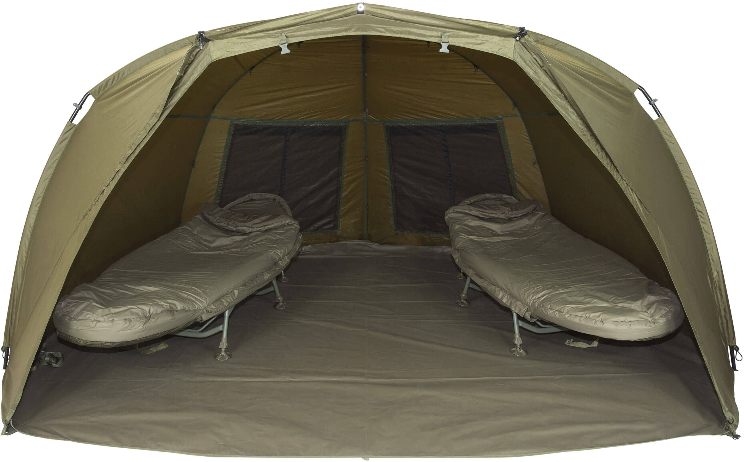 trakker-tempest-200-2 Spaziosa tenda da pesca con due comodi letti per battute notturne di pesca alla carpa.