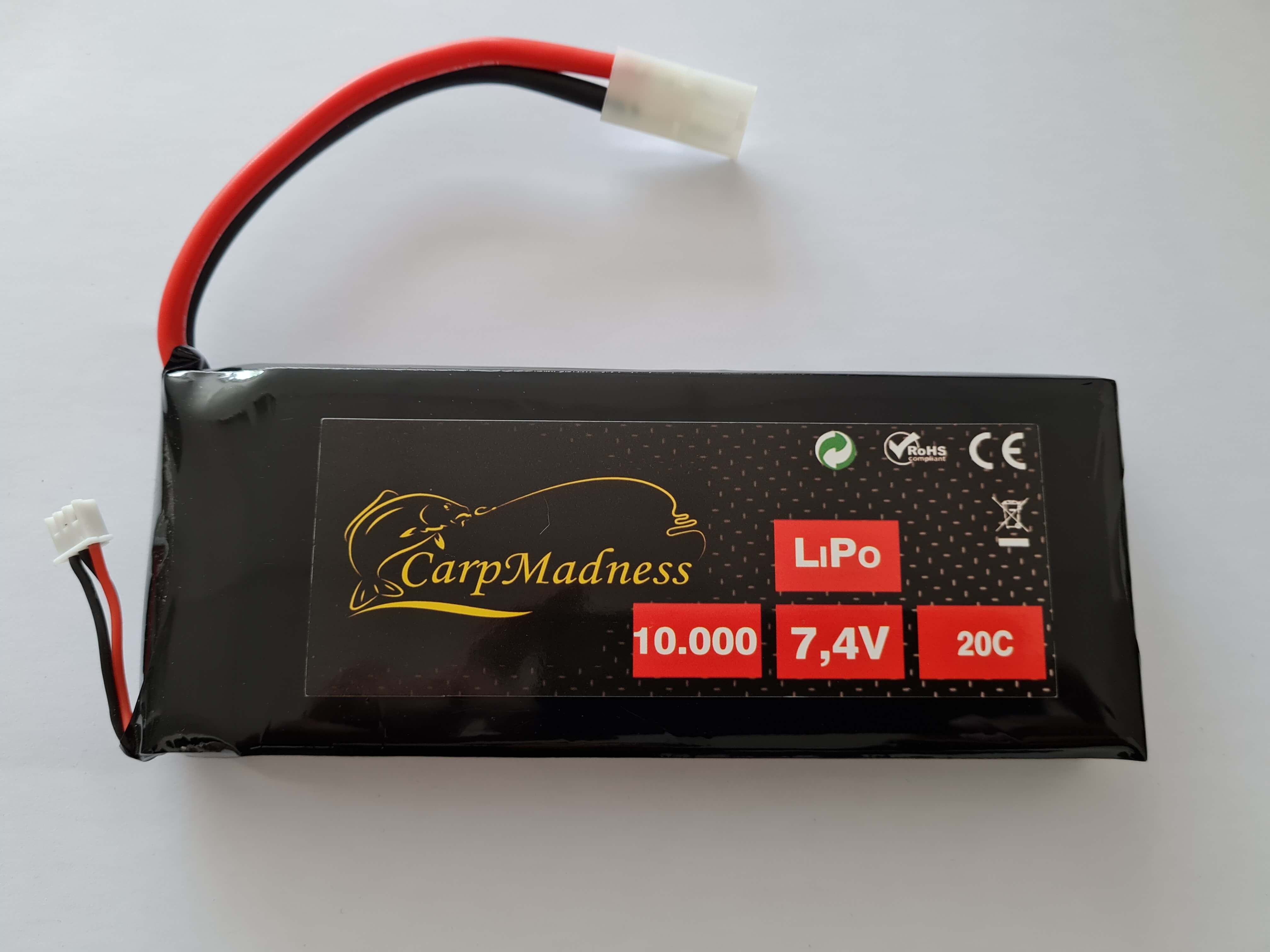 lipo-1000mah-akku-baitboat Hochleistungsfähiger LiPo-Akku für Karpfenangelgeräte, der zuverlässige Leistung gewährleistet.