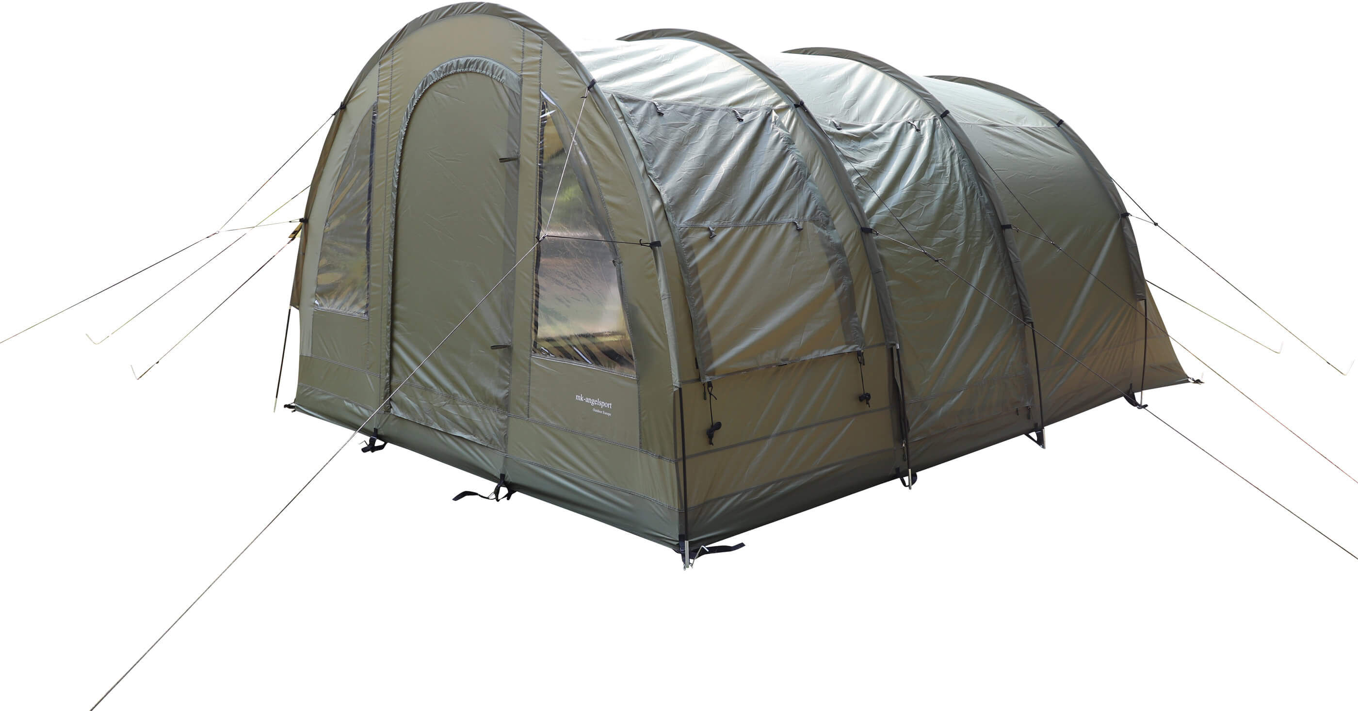 tunnelzelt-4-personen-3 Geräumiges aufblasbares 4 Personen Familien-Campingzelt mit einer bequemen Stehhöhe im Vorraum und einer separaten 4 Personen Schlafkabine.