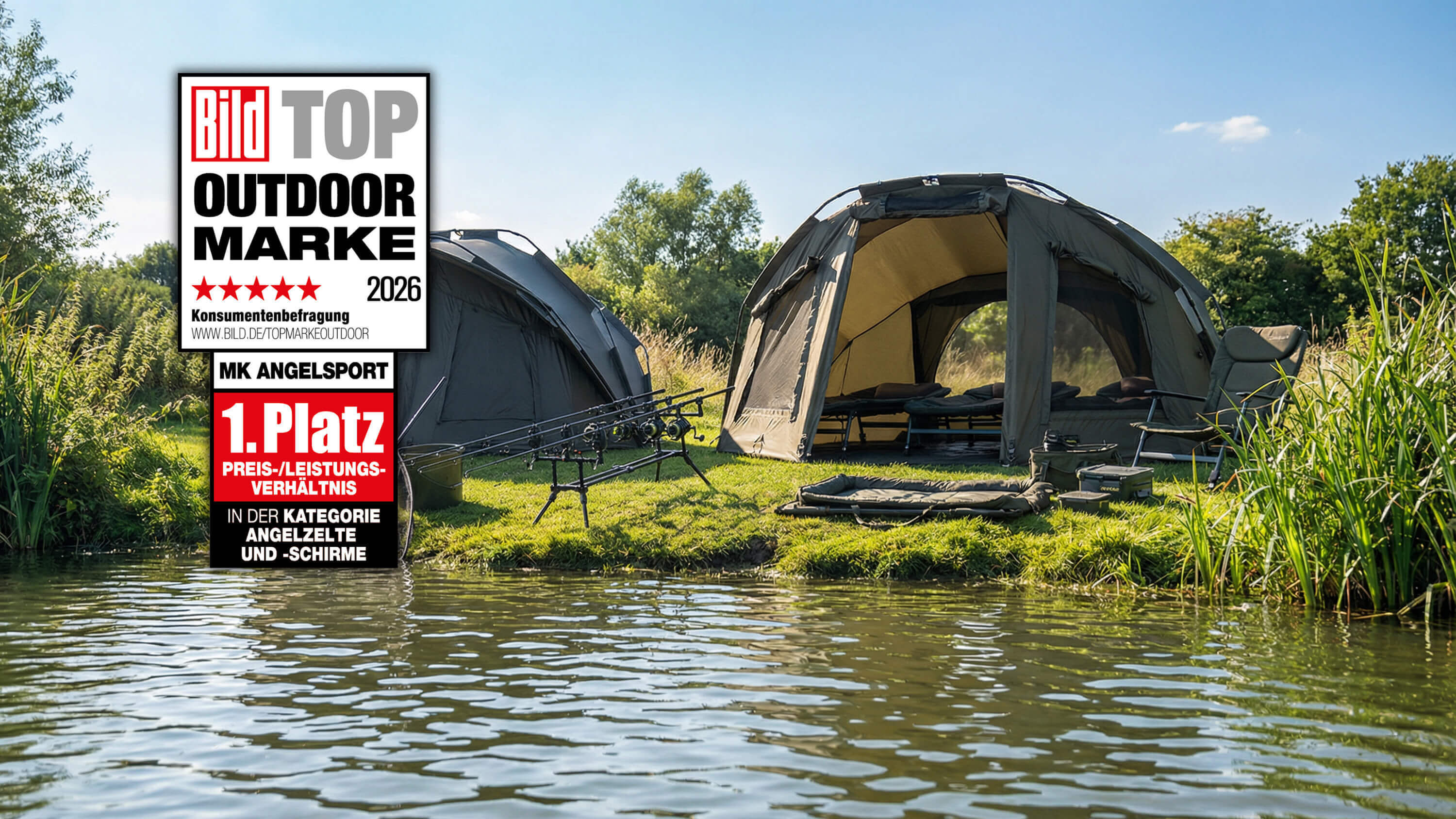 BILD-Zeitung: Auszeichnung - Top-Outdoor-Marke Geräumige Angelzelte und komfortable Ausrüstung für ein perfektes Karpfenangelerlebnis.