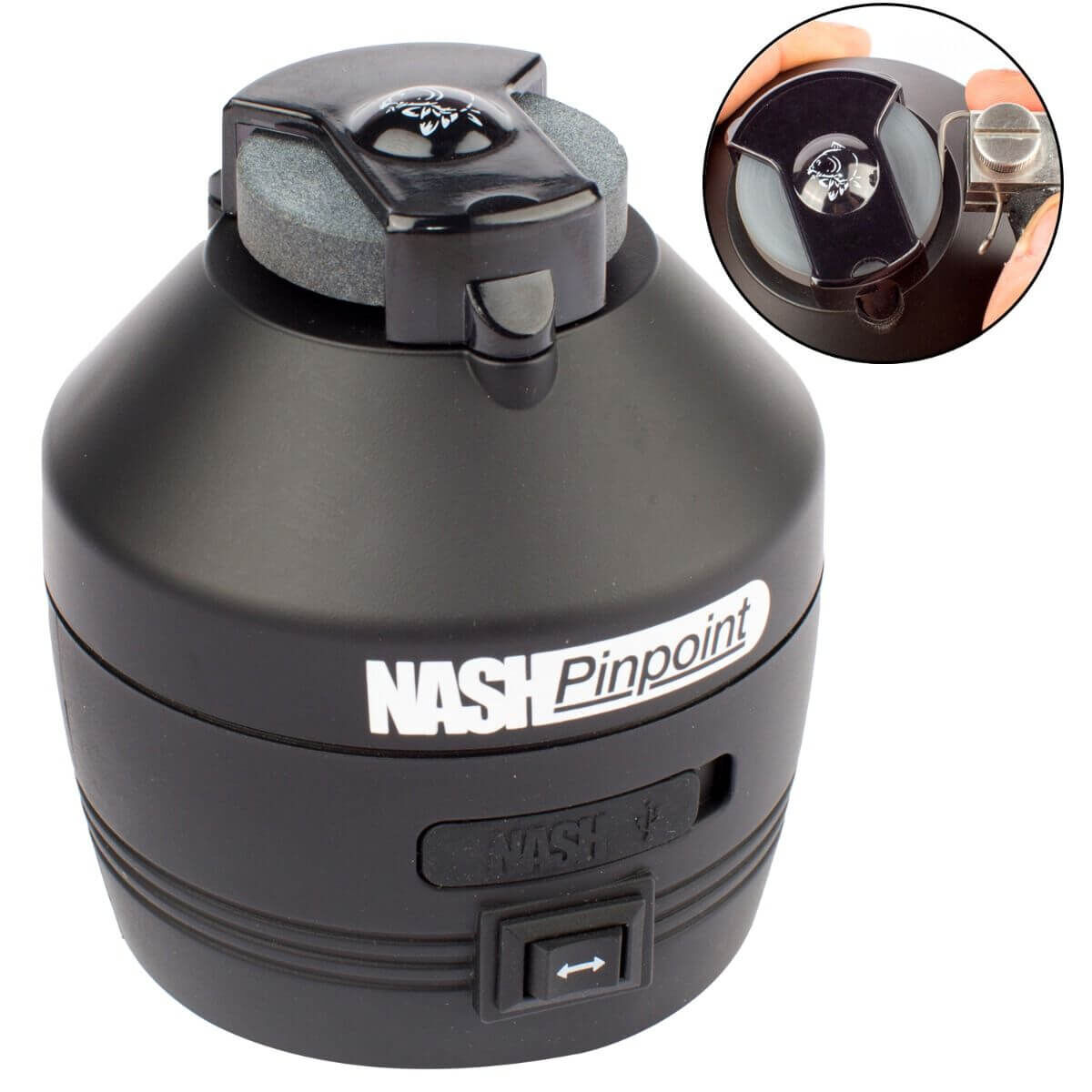 T6207-nash-pinpoint-hook-doctor-3 Der Nash Pinpoint Hookdoctor ist ein Batterie betriebener Schleifstein für Angelhaken.