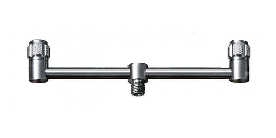 solar-p1-fixed-2rod-buzzer-bar Stevige roestvrijstalen hengelsteun voor het karpervissen, waardoor een veilige plaatsing van de hengel wordt gegarandeerd.