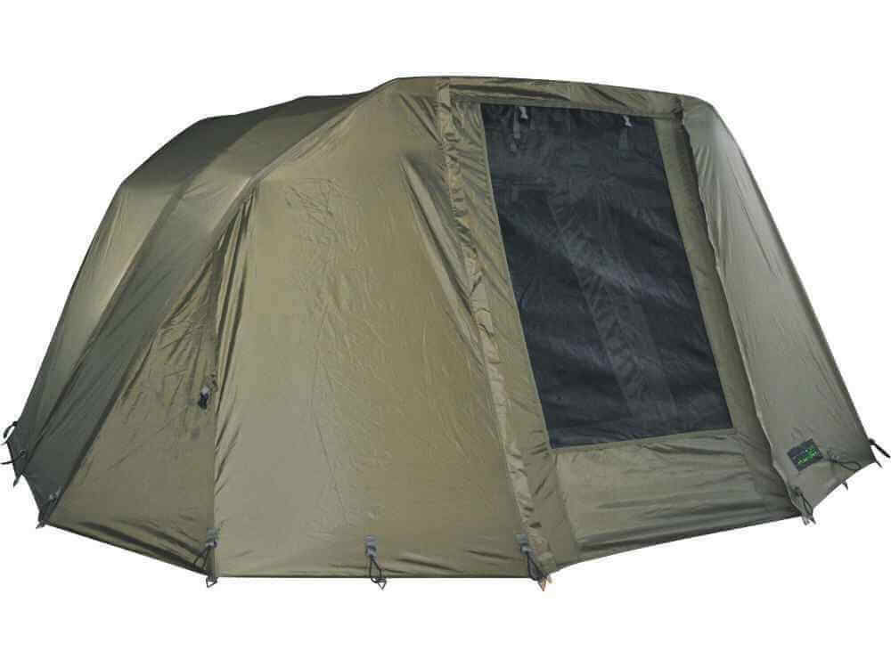 winterskin-fort-knox-2man-bivvy Tienda de pesca duradera que proporciona refugio a los pescadores de carpas durante largas sesiones de pesca.