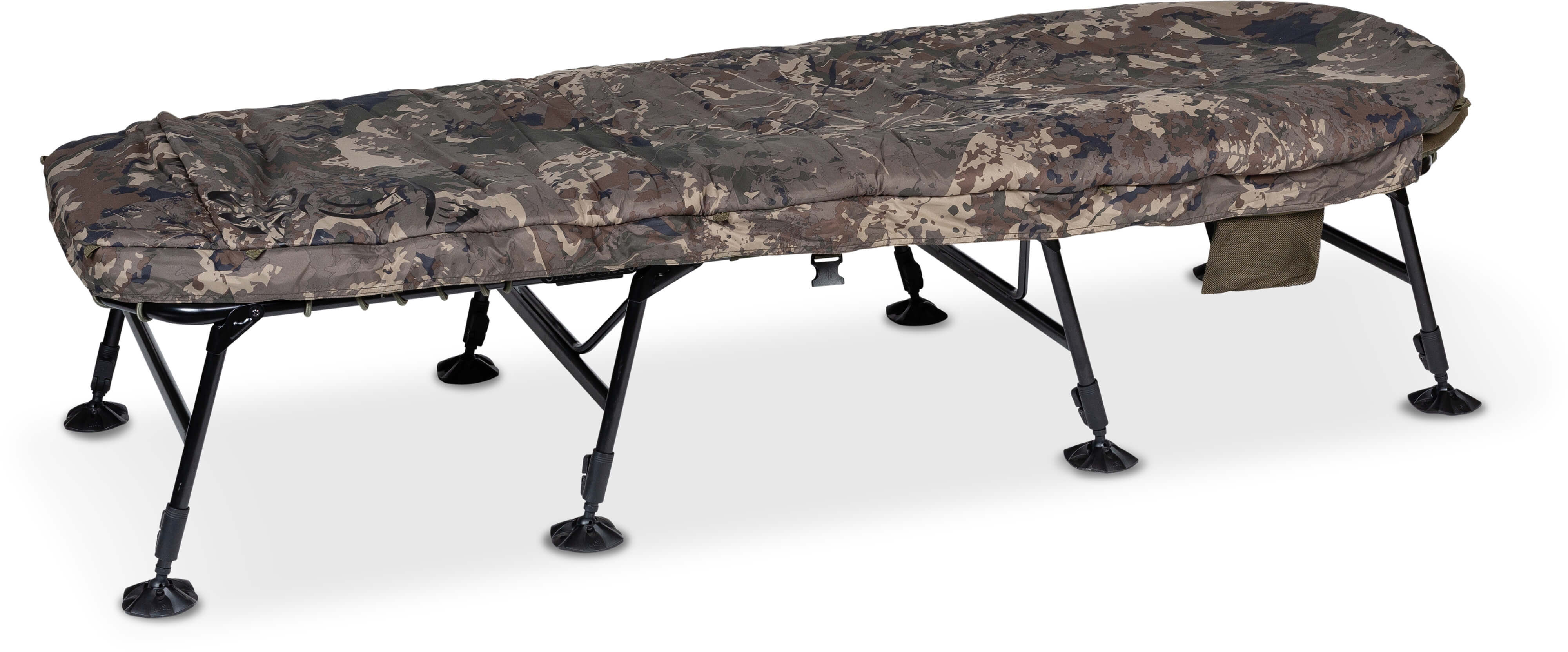 Nash Indulgence Karpfenliege All Season SS4 Wide Bequemer Angelliegestuhl für Karpfenangler, perfekt für lange Angelsessions.