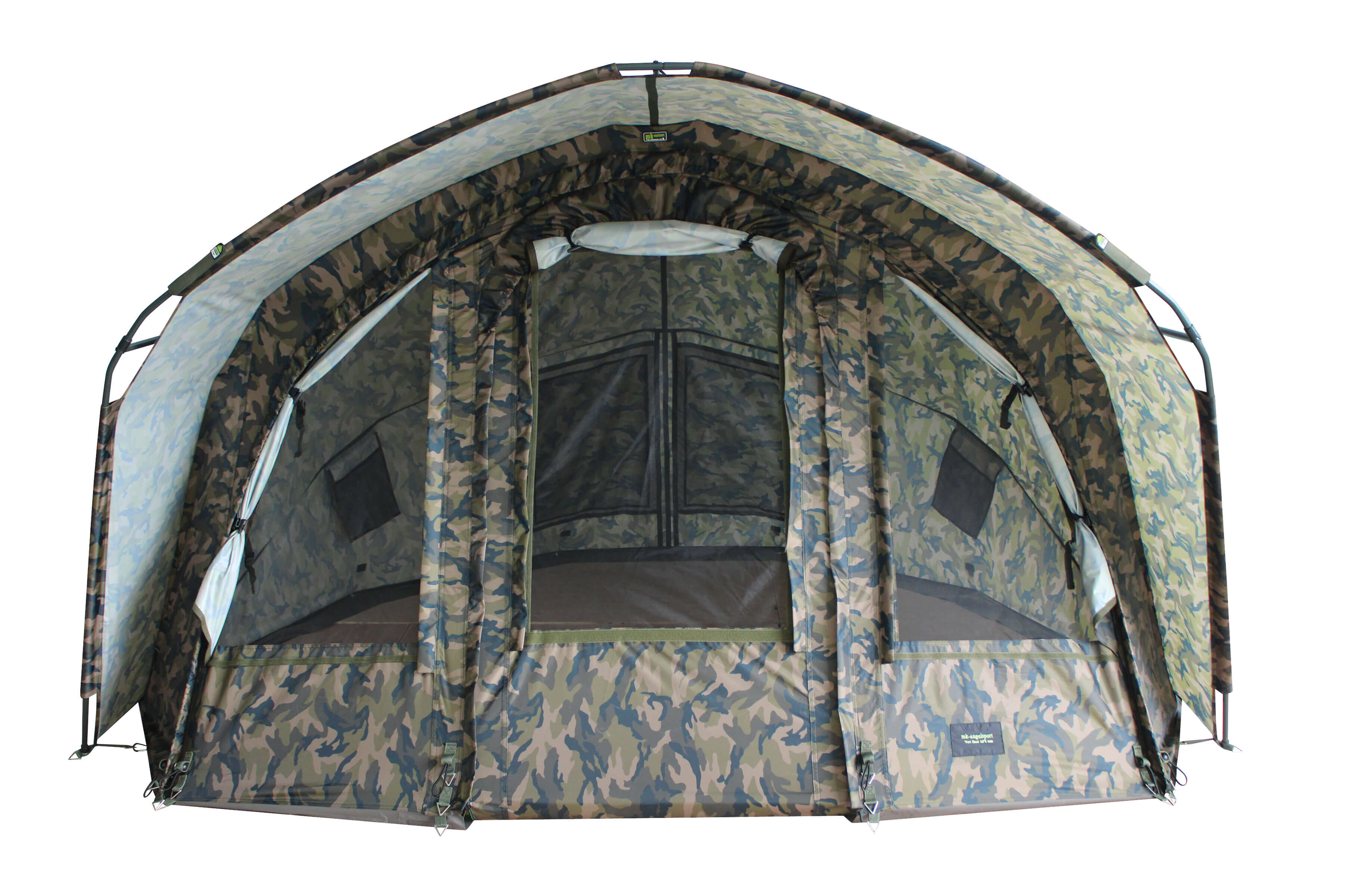 dome-camo-20 Spaziosa tenda da pesca mimetica progettata per il comfort durante le battute di pesca alla carpa.