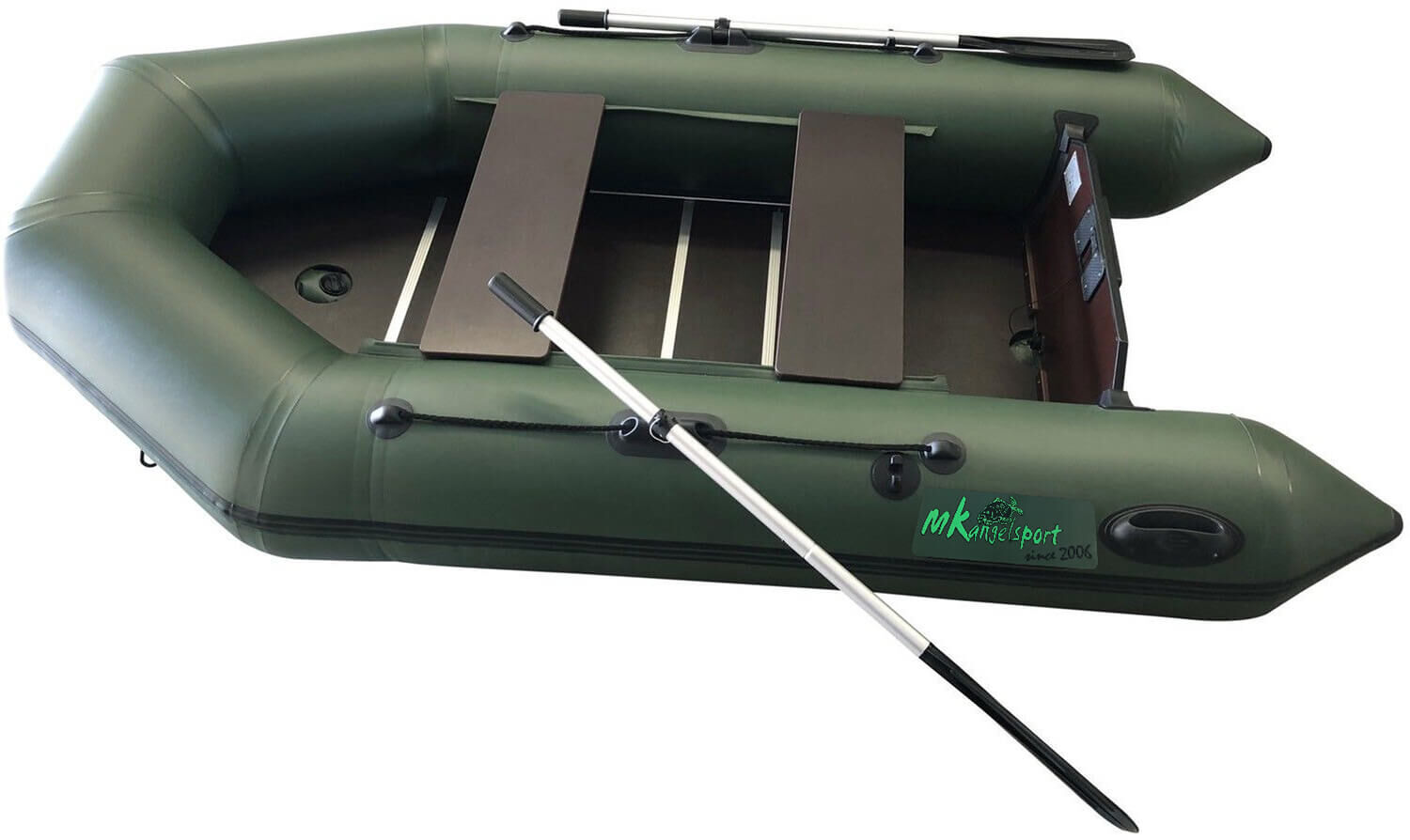 Embarcación de pesca neumática ideal para la pesca de carpas, de construcción robusta y amplio espacio.