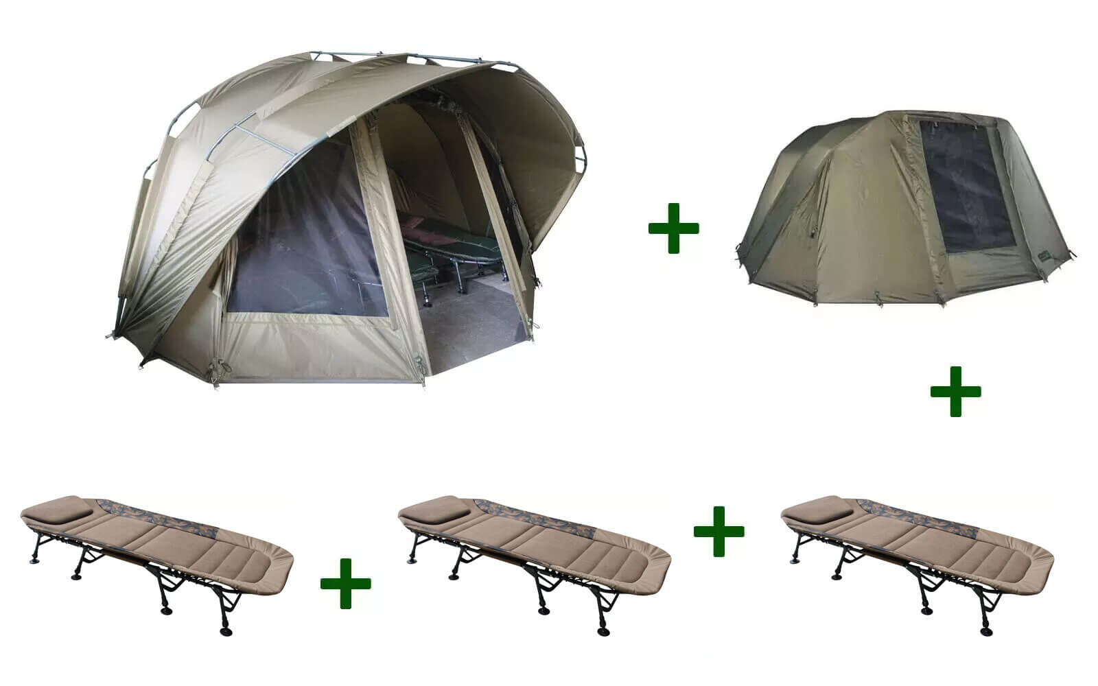 Fort Knox 2.0 Dome 3,5 Man Bivy + Winterskin + 3 MK Flatsize Bedchairs Fort Knox 2.0 Dome 3,5 Man Bivy + Winterskin + 3 MK Flatsize Bedchairs
