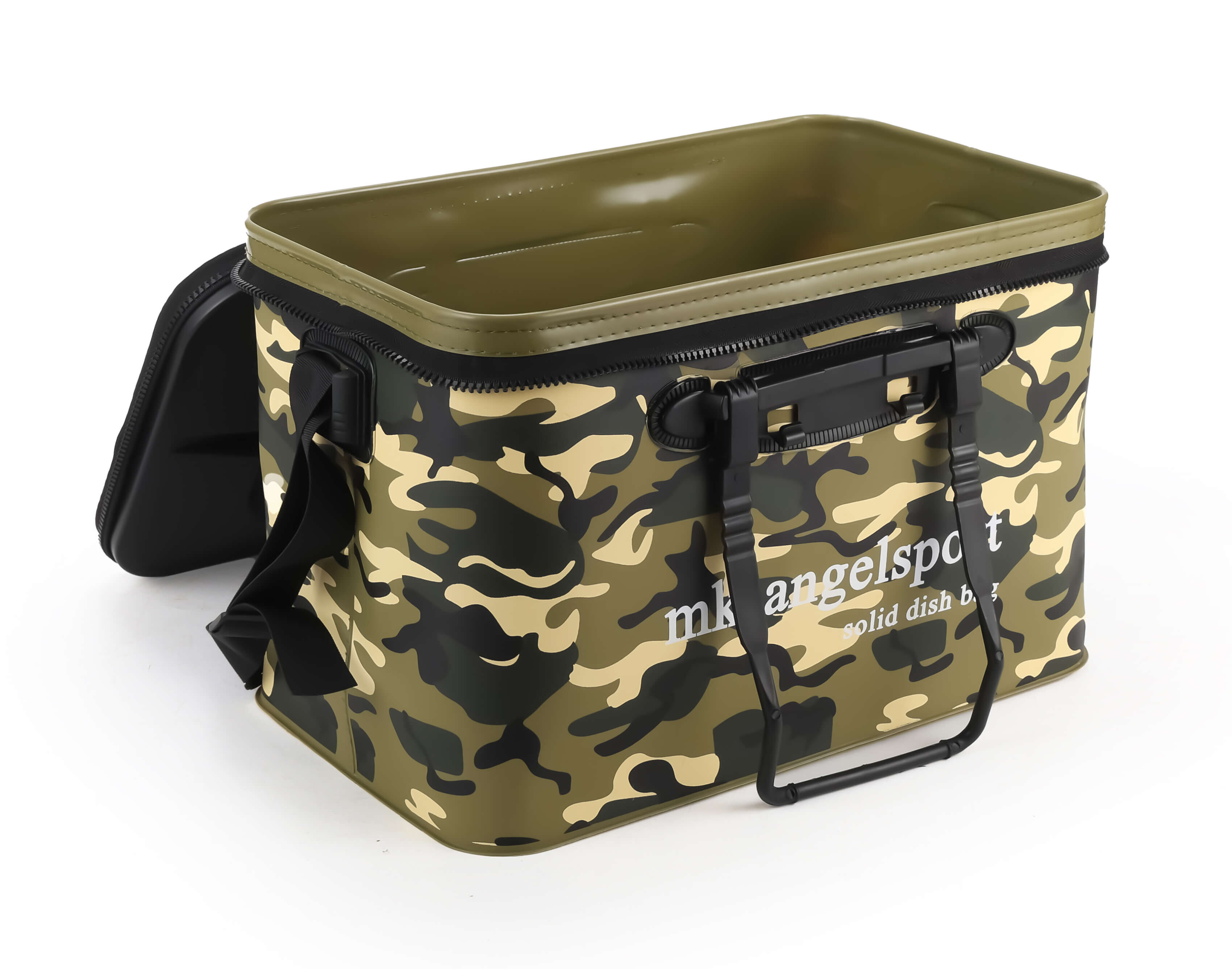 Caja de aparejos de camuflaje duradera para pescadores, perfecta para guardar aparejos y accesorios de pesca.