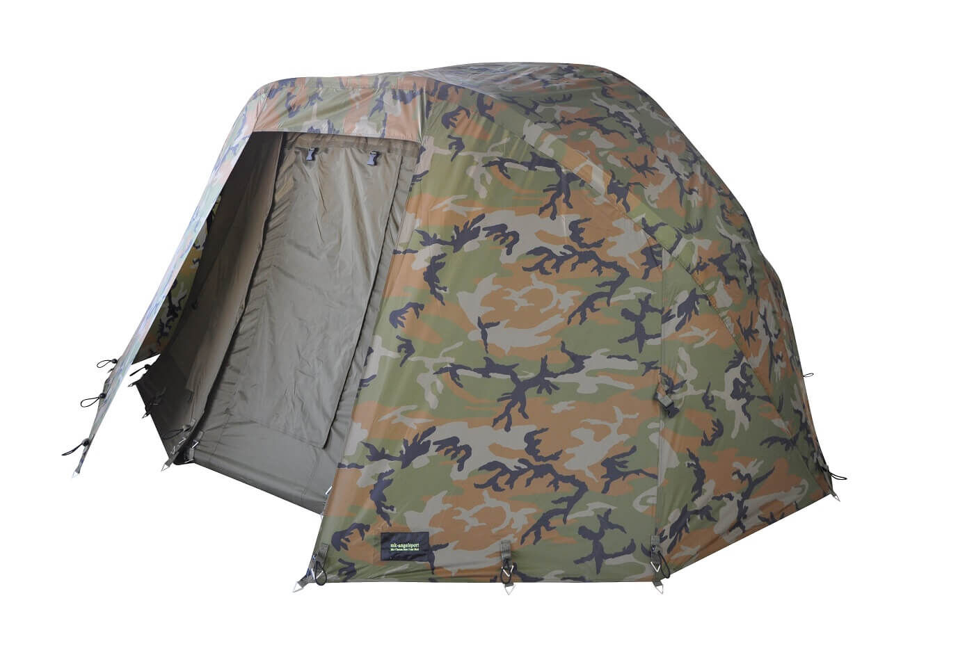 camoflage-winterskin Tienda de pesca de camuflaje que proporciona refugio y comodidad a los pescadores de carpas durante las salidas.