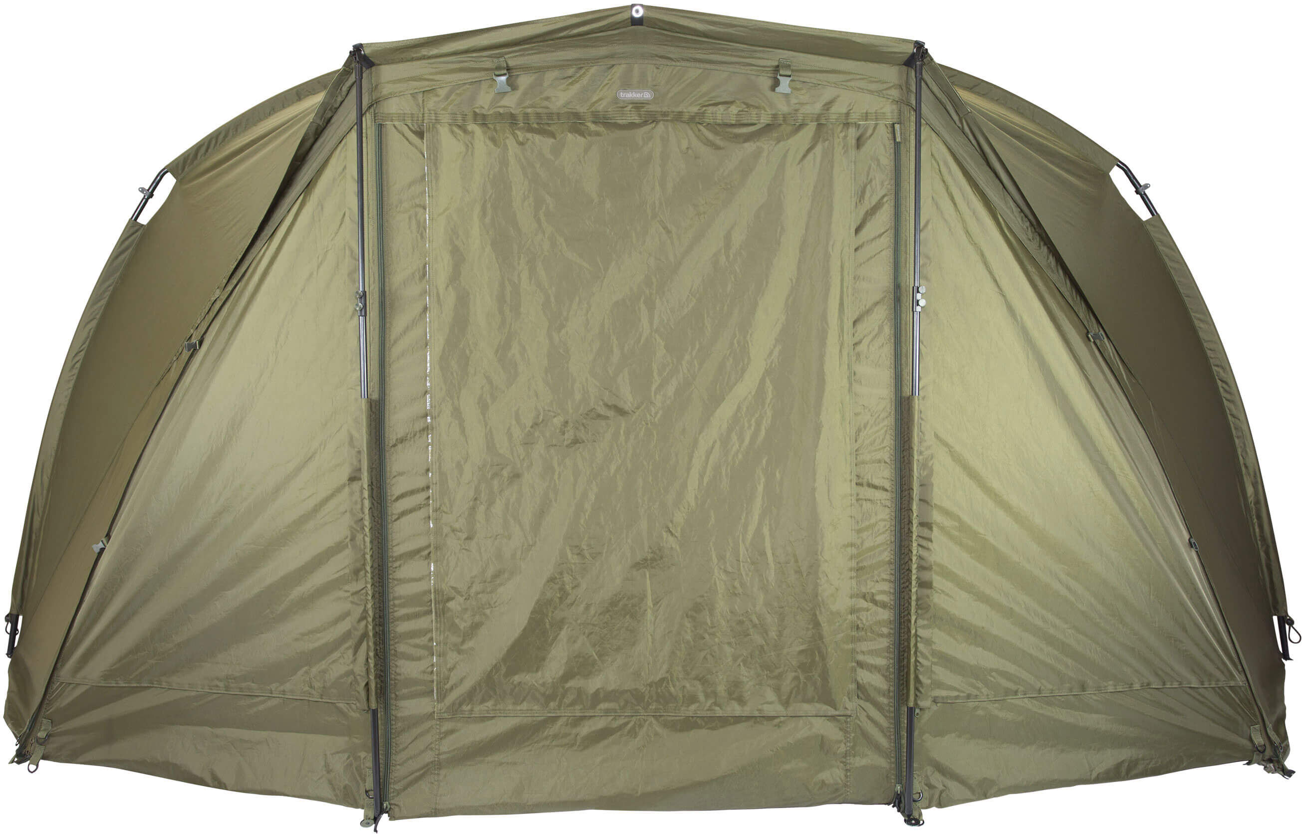 trakker-tempest-200-3 Die Front kann bei diesem Trakker Angelzelt komplett geschlossen werden und besitzt eine hohe Eingangshöhe-.