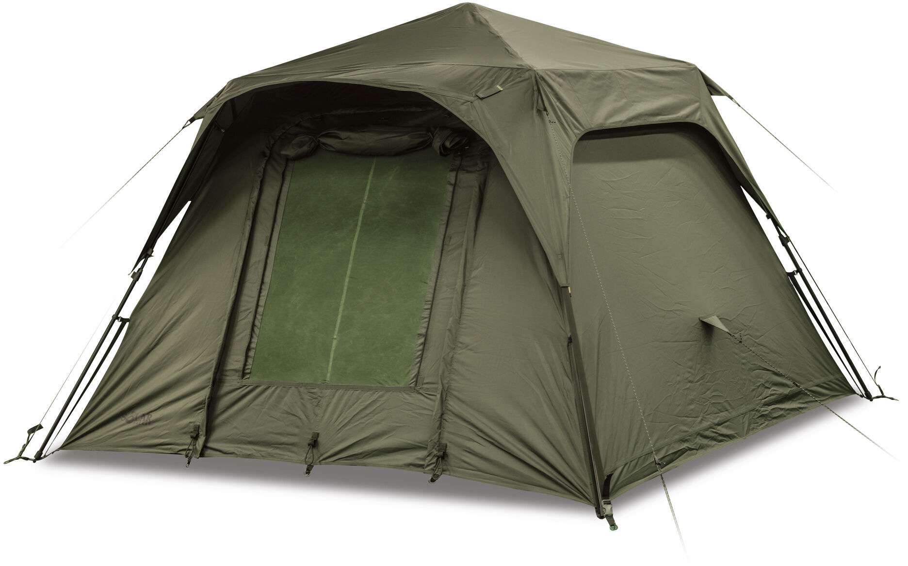 Una spaziosa tenda da pesca perfetta per i carpisti, che offre comfort e riparo durante le lunghe sessioni di pesca.