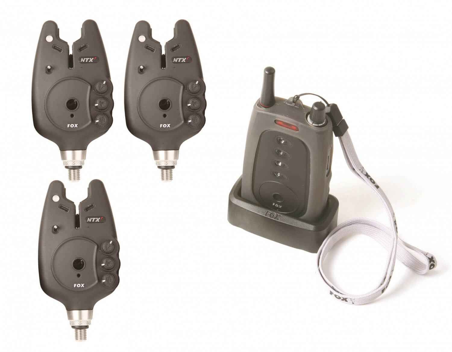 Fox-Micron-NTX-R-Bissanzeiger-Funkbissanzeiger-Set-Funk Alarmas de picada electrónicas para la pesca de carpas, que garantizan notificaciones precisas a los pescadores.