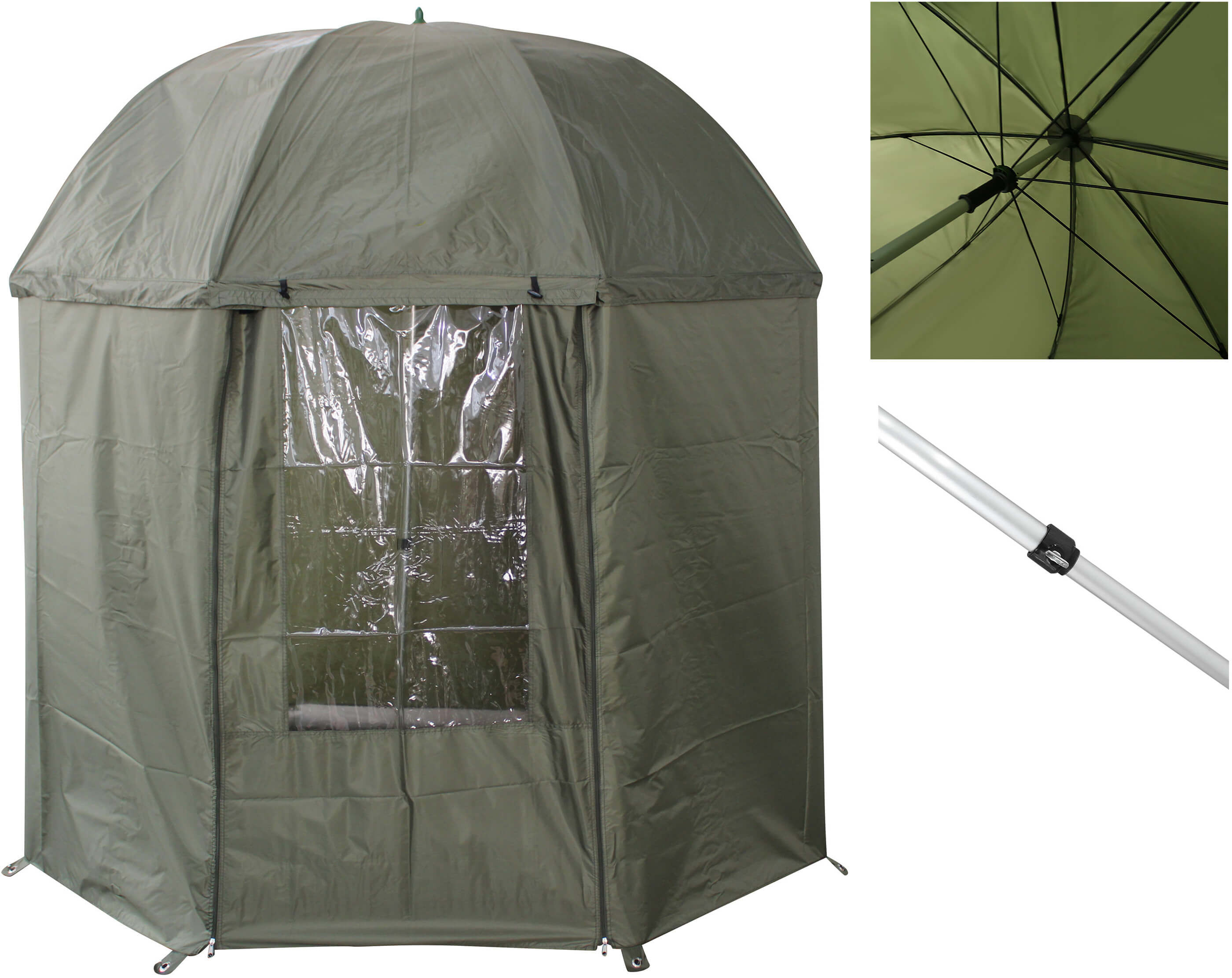 6415 Der Angelschirm kann bei schlechtem Wetter komplett geschlossen werden.