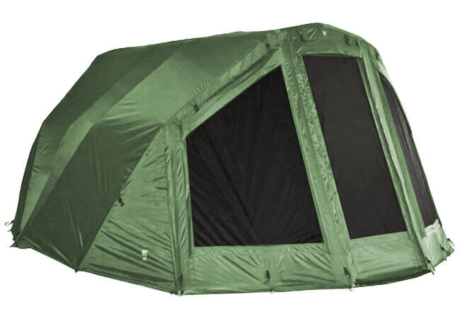 EMEK4-smx-maxi-3man-bivvy Der Extended Overwrap vergrößert die Grundfläche um Platz für bis zu 4 Karpfenliegen.