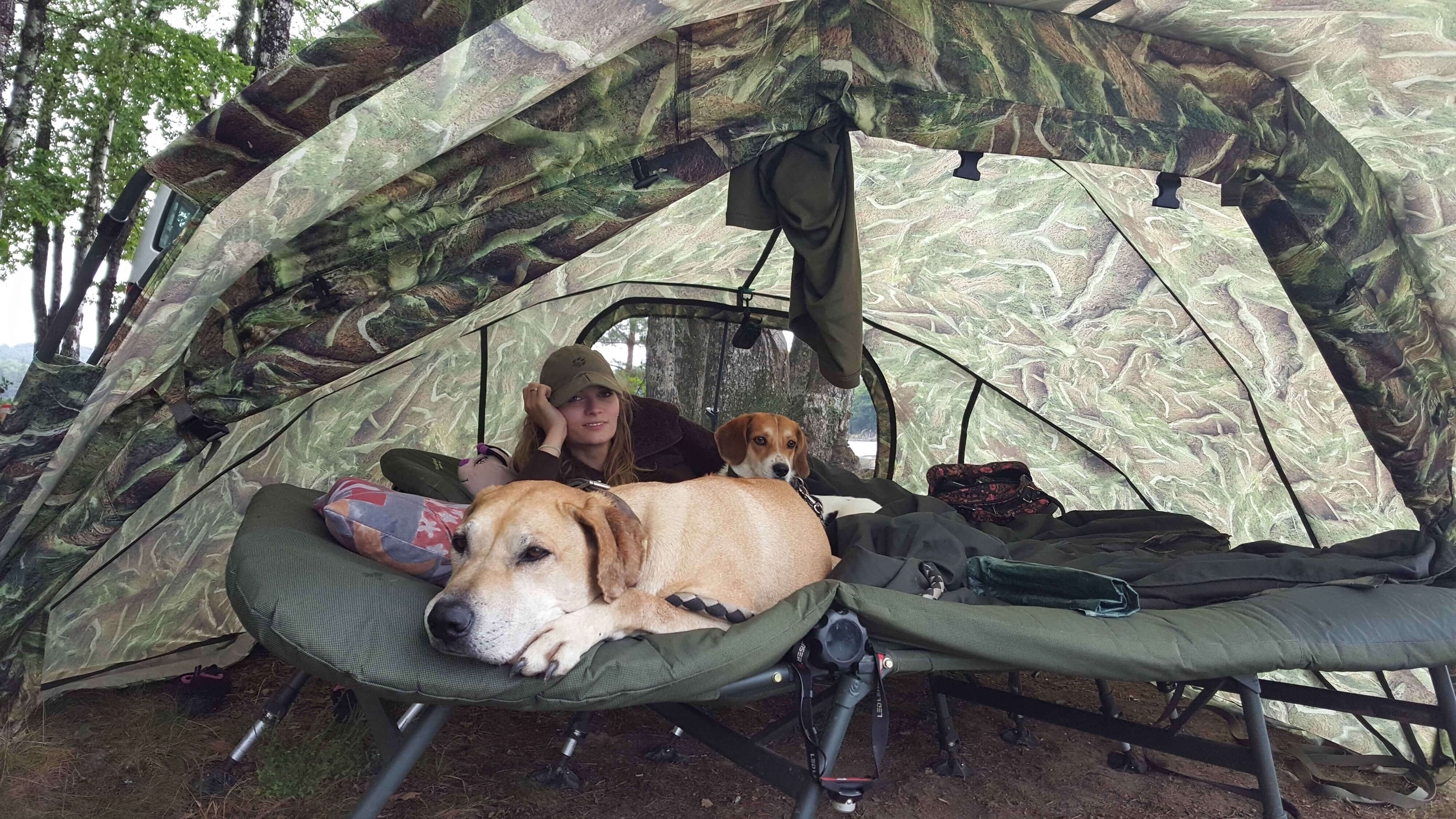 010 Campingzelt, Kuppelzelt, Camperbett, Camperausstattung, Hundebett