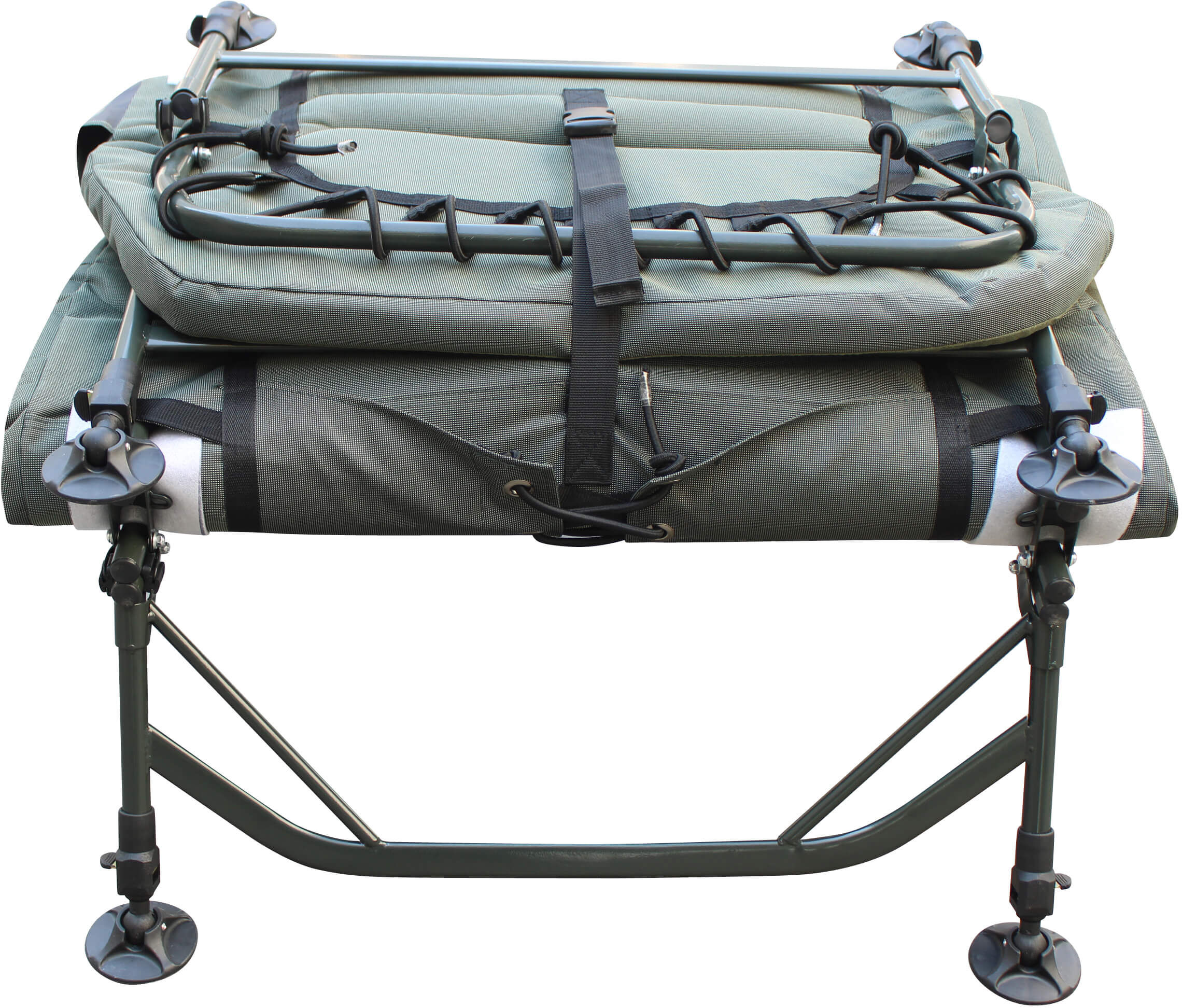 joker-bedchair-2 Die Karpfenliege kann auf ein kleines Packmaß zusammengefaltet werden.