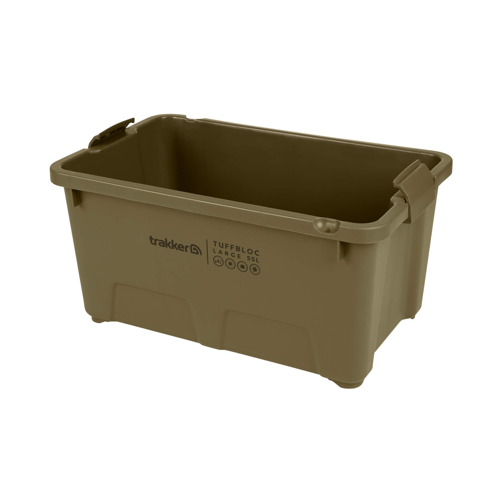 Caja de almacenamiento Trakker Tuffbloc L Caja de aparejos de pesca duradera para organizar el equipo, perfecta para pescadores de carpas en movimiento.