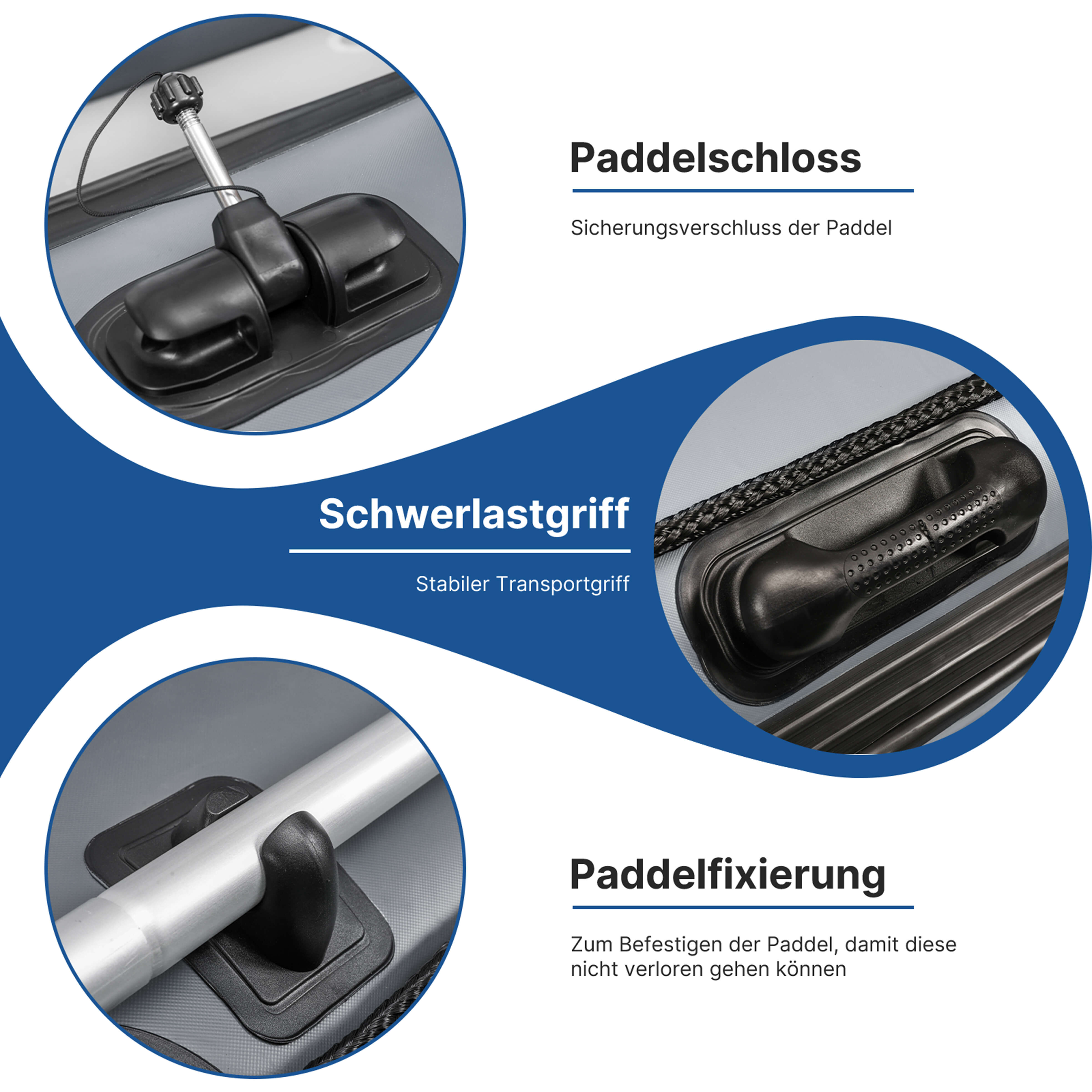 Caractéristiques durables de la pagaie de kayak pour un transport sécurisé et une manipulation facile pour les pêcheurs.
