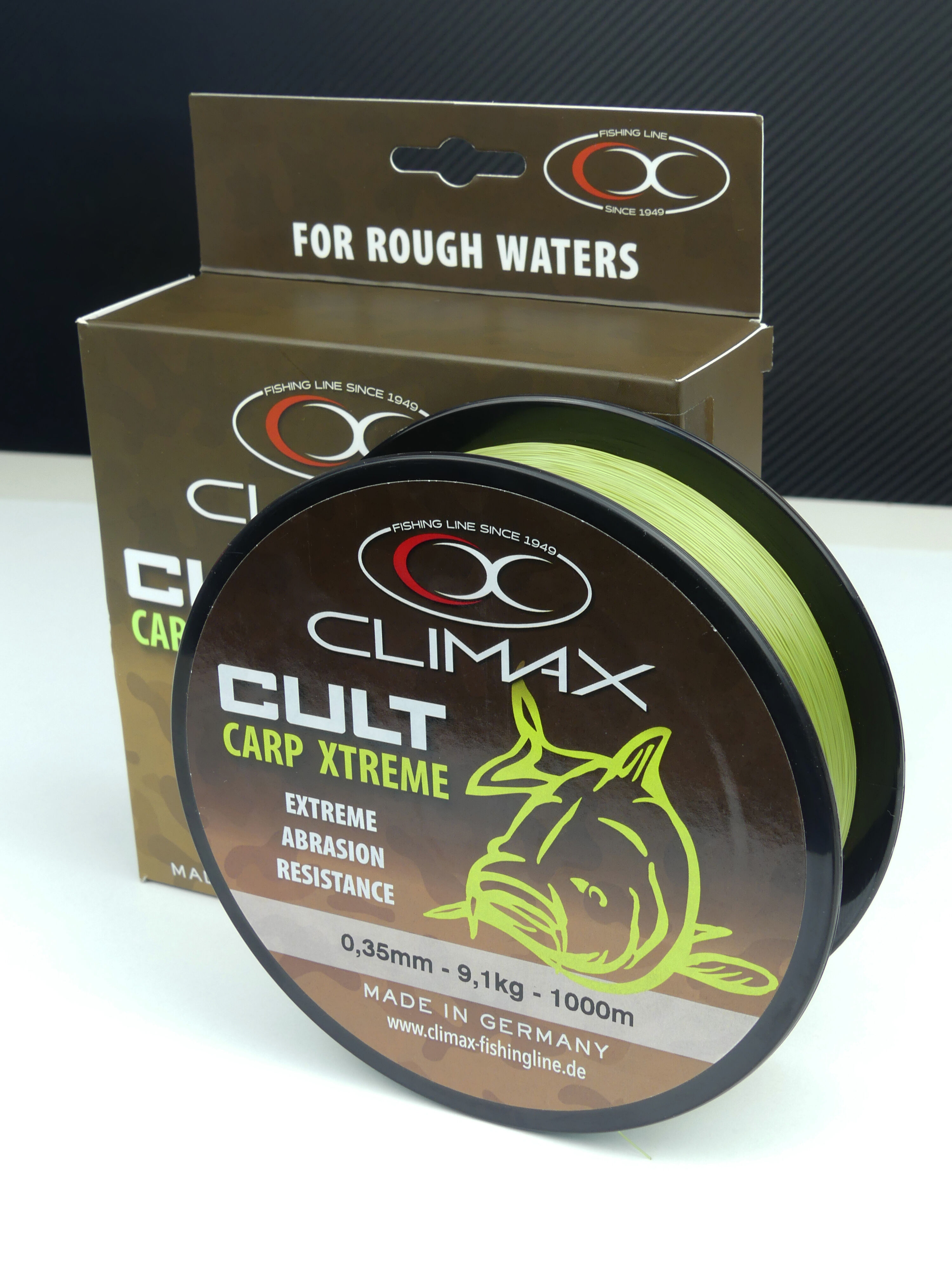 Hochwertige Climax Cult Carp Xtreme Angelschnur für ernsthafte Karpfenangler.