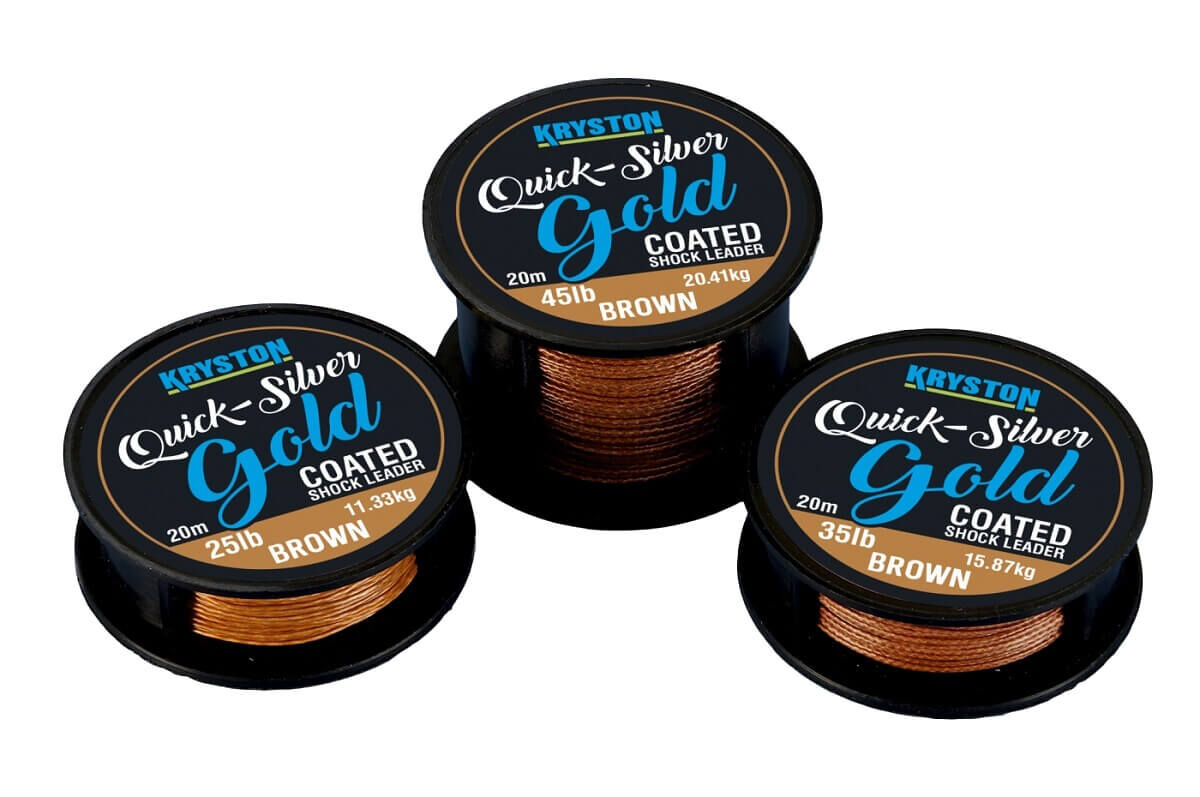 kryston-quick-sliver-gold Kryston Quick-Silver Gold ist eine speziell ummantelte Schlagschnur zum Angeln vor Hindernissen,