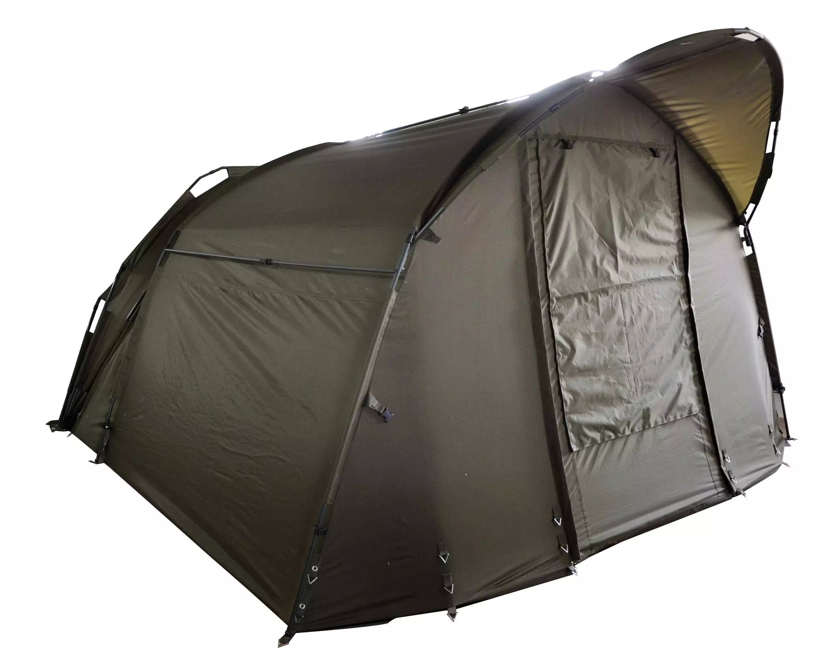 Tenda da pesca resistente per i carpisti, che offre riparo e comfort durante le lunghe sessioni.