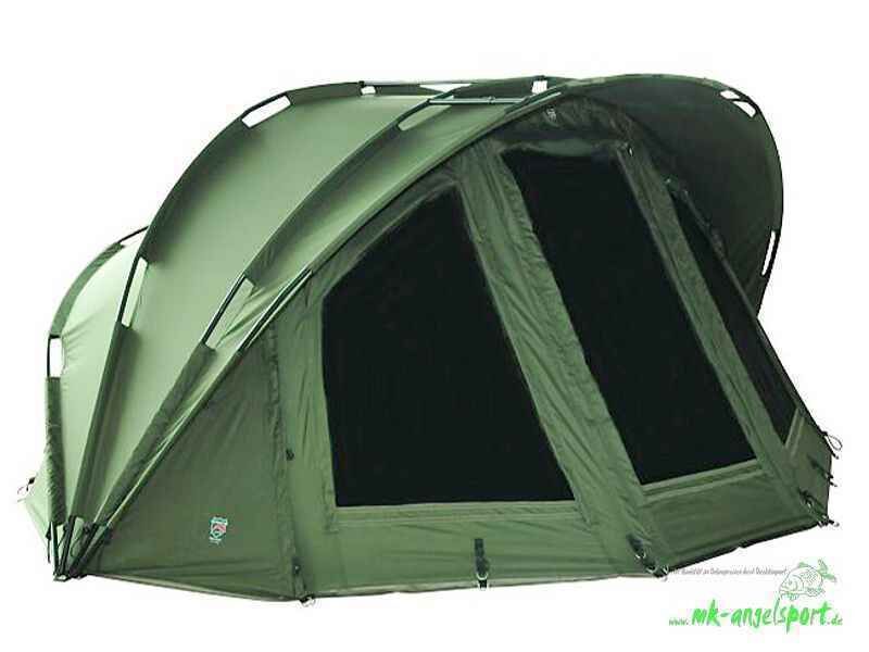 PRO-ZONE-SX-2-Man-XLarge-Bivvy-png Spaziosa tenda da pesca verde progettata per i carpisti, che offre comfort e riparo.