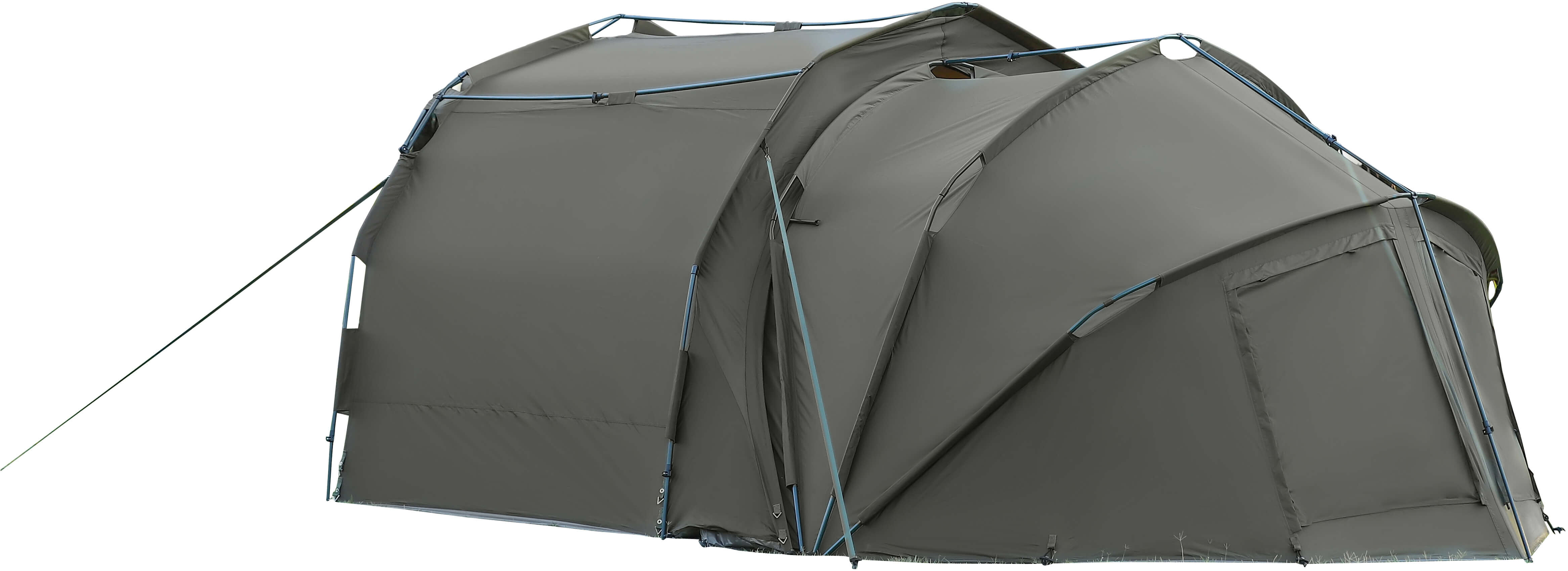 bivvy_erweiterung Geräumiges Angelzelt für Karpfenangler, das Komfort und Schutz bietet.
