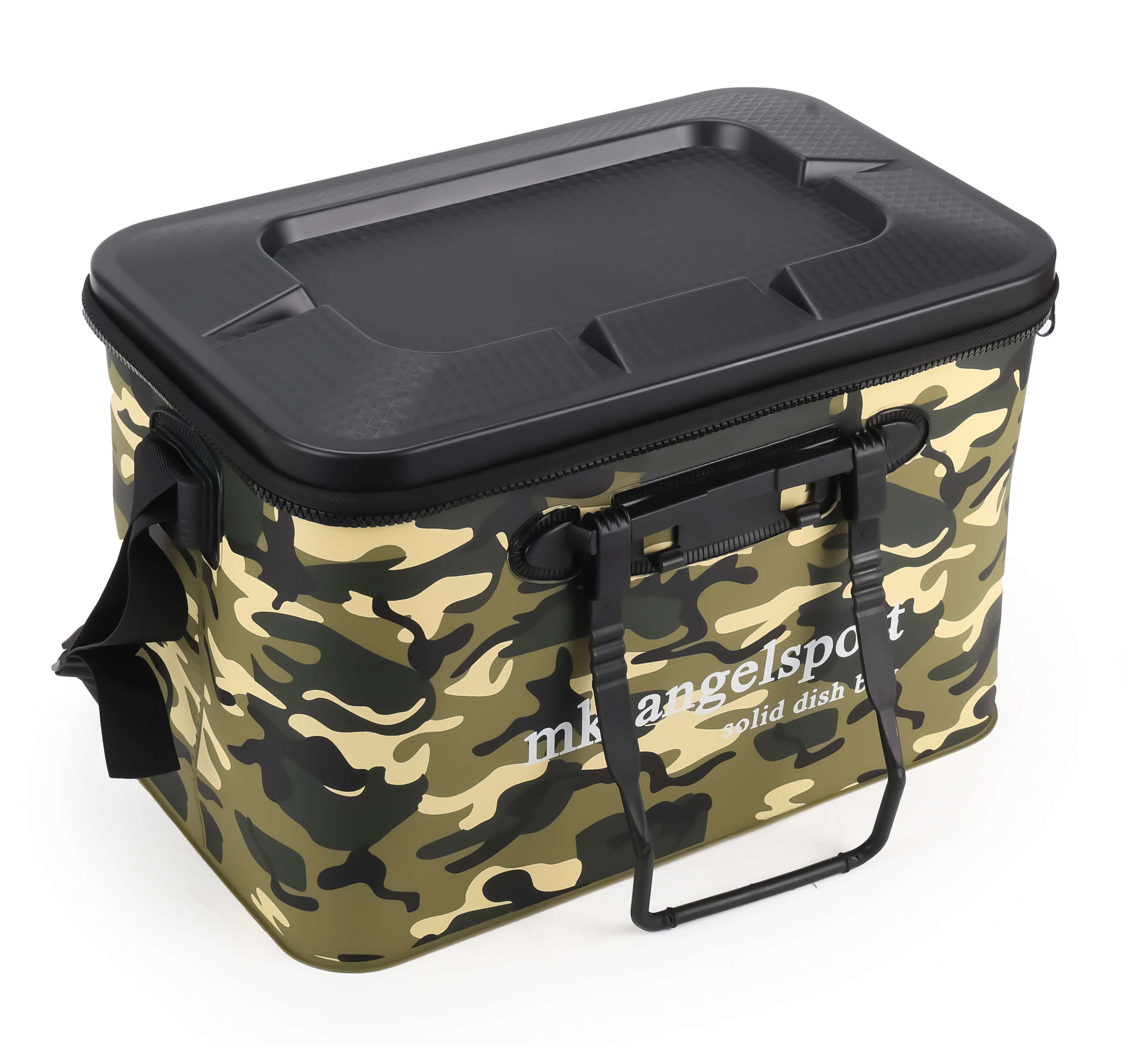 Caja de aparejos de camuflaje duradera, perfecta para guardar equipos y accesorios de pesca de carpas.