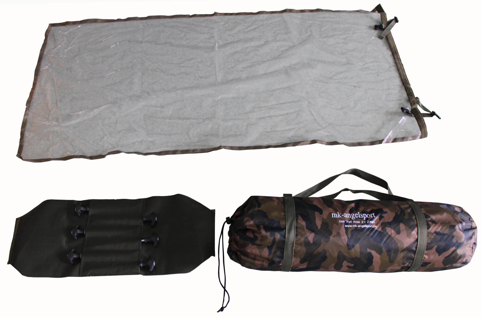 winterskin-zubehoer Tappetino da pesca resistente e borsa da trasporto per i carpisti, essenziali per la manipolazione sicura del pesce.