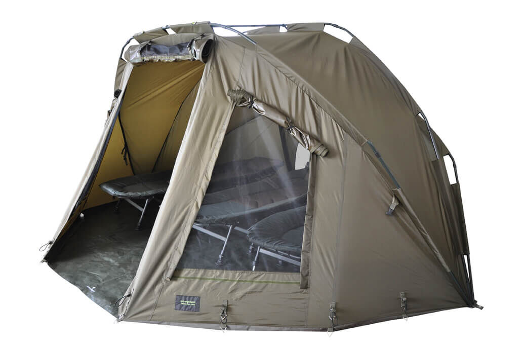 5season-dome Geräumiges Angelzelt für Karpfenangler mit komfortablen Schlafbereichen.