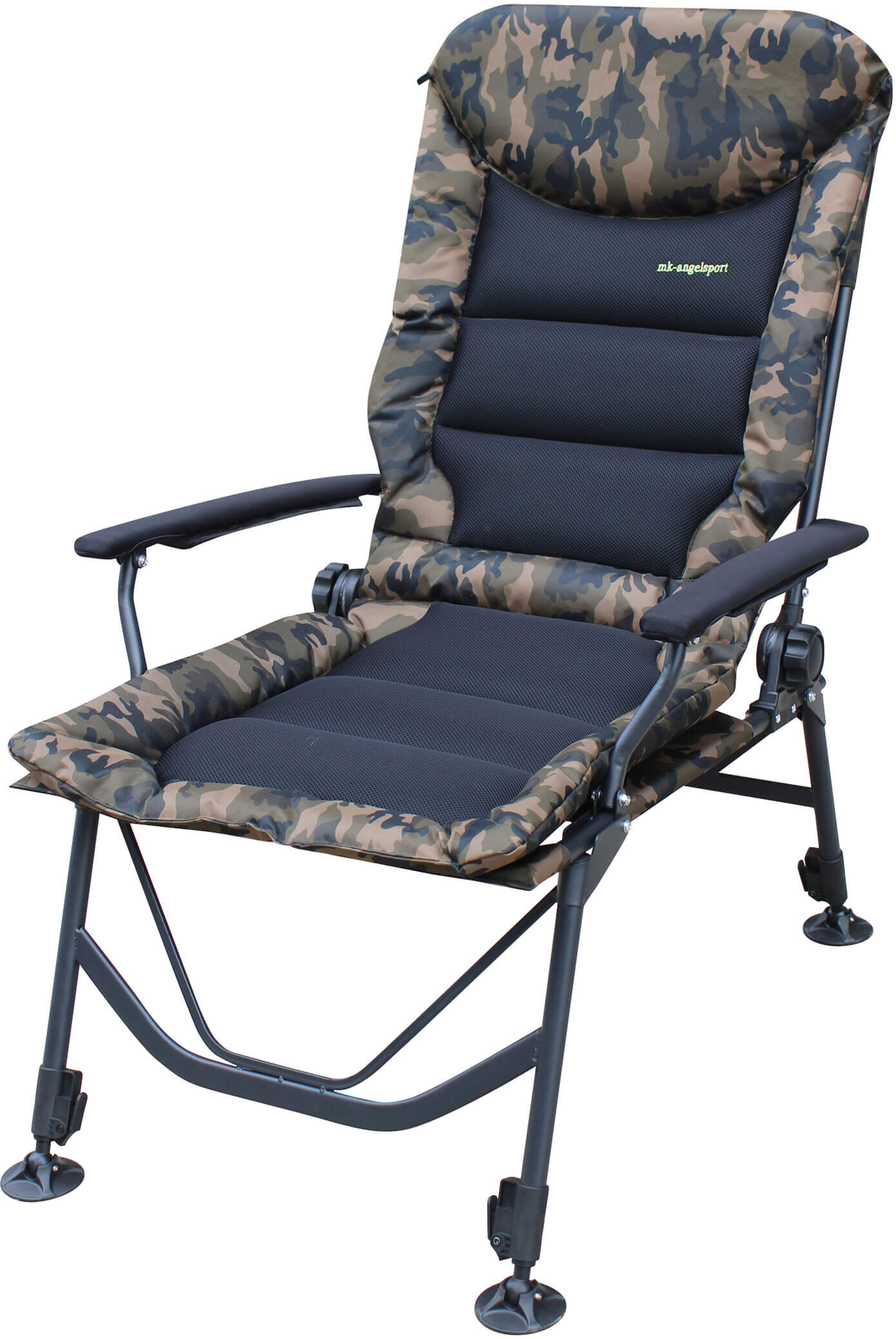MK Big Boy Joker Chair XXL Camo 2.0 Bequemer Angelstuhl mit Tarnmuster für stundenlanges Karpfenangeln.