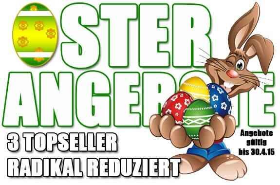 Oster Special - 2 Top Bivvy`s und Funkecholot zu Ostern radikal reduziert Werbebanner für den Verkauf von Angelausrüstung mit einem Cartoon-Kaninchen mit Ostereiern.