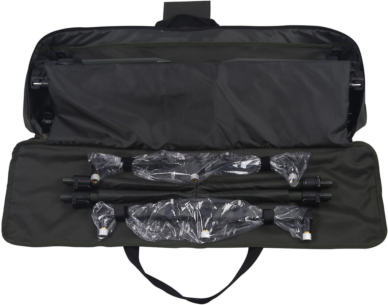 solid-pod-small Compacte hengelhouderset, perfect voor karpervissers onderweg.