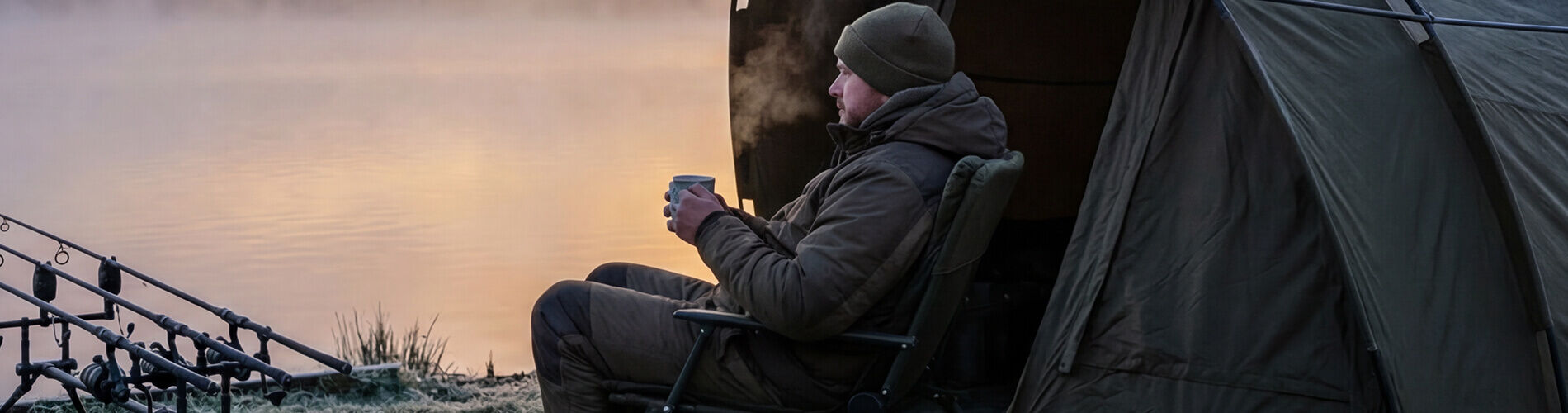 camping, tent, man, fishing, campfire