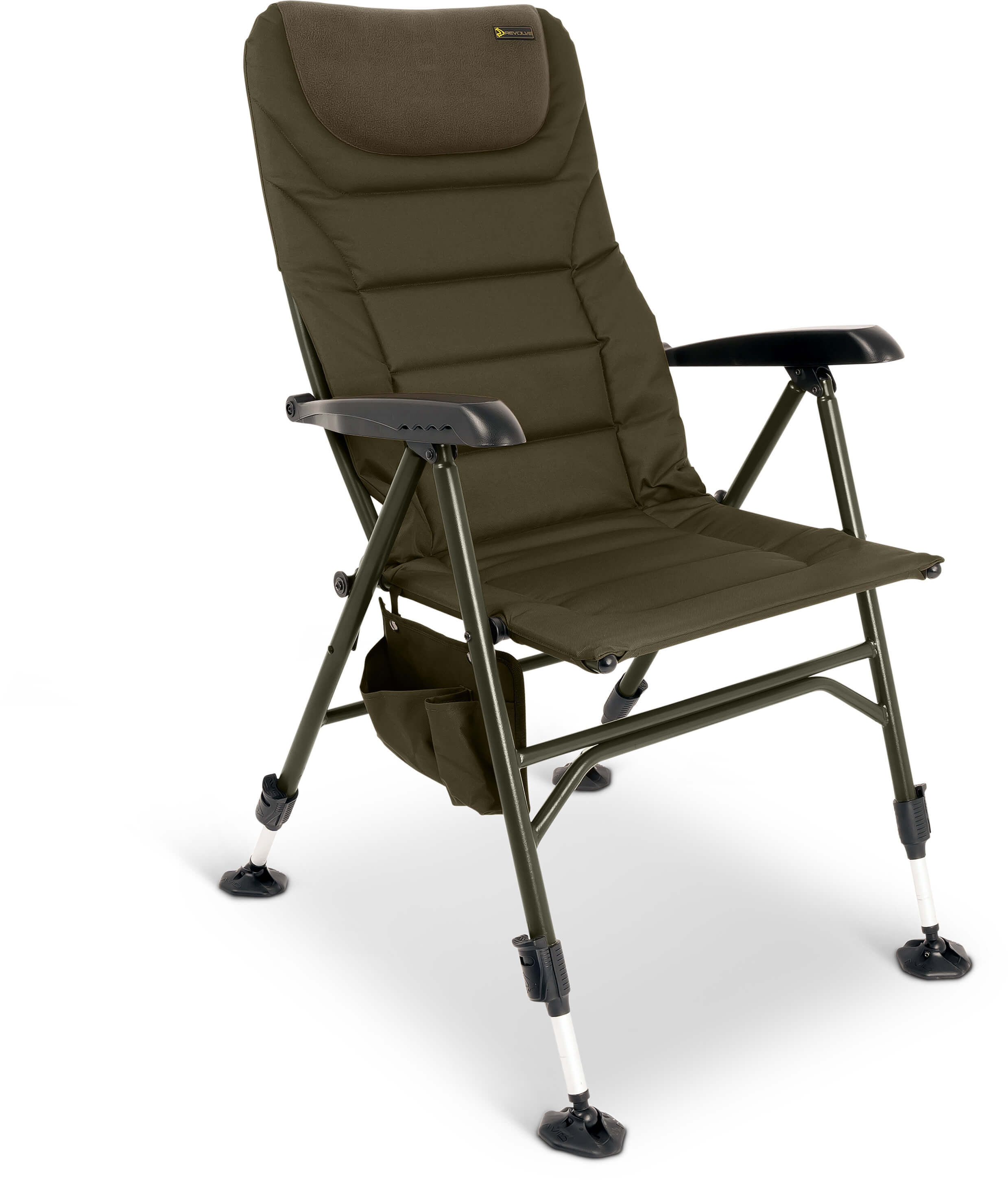 Cómoda silla de pesca para pescadores, perfecta para largas jornadas junto al agua.