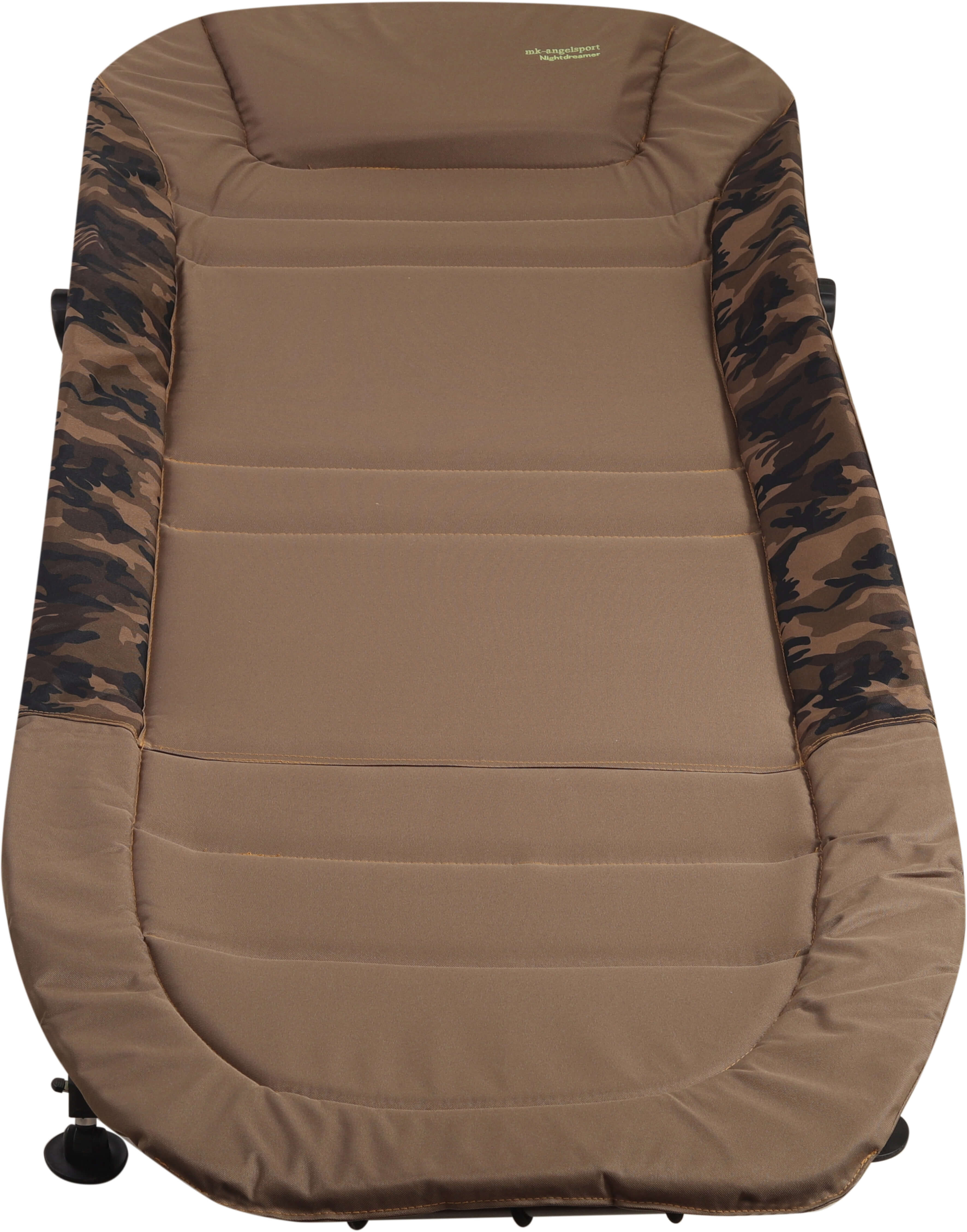 Cómoda silla cama de pesca diseñada para pescadores de carpas, que garantiza un sueño reparador durante las salidas.