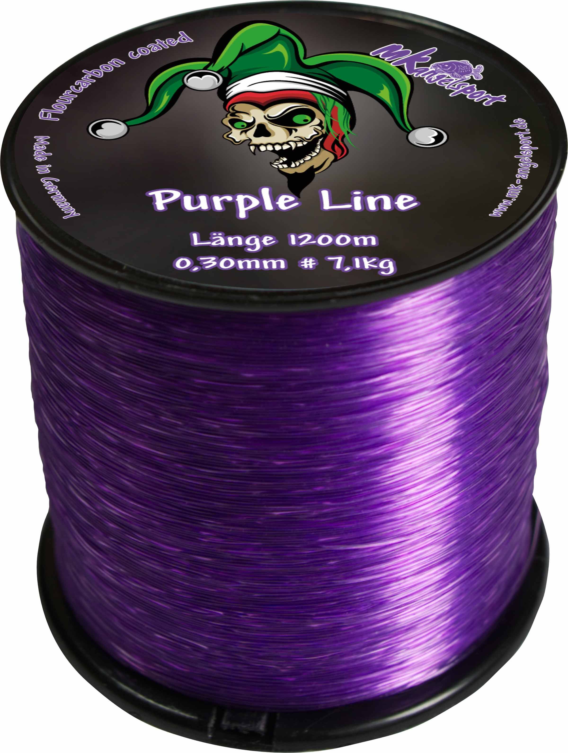 Purple_Line_1200m Die Purpe Line ist eine für das Karpfenangeln optimierte monofile Angelschnur mit sinkenden Eigenschaften.