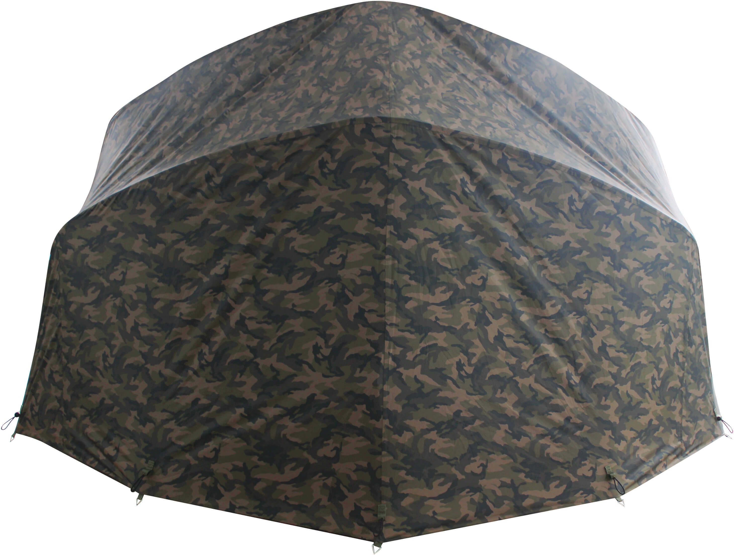 camo-bivvy-3man-winterskin Refugio de pesca de camuflaje que proporciona protección a los pescadores durante las salidas de pesca de carpas.
