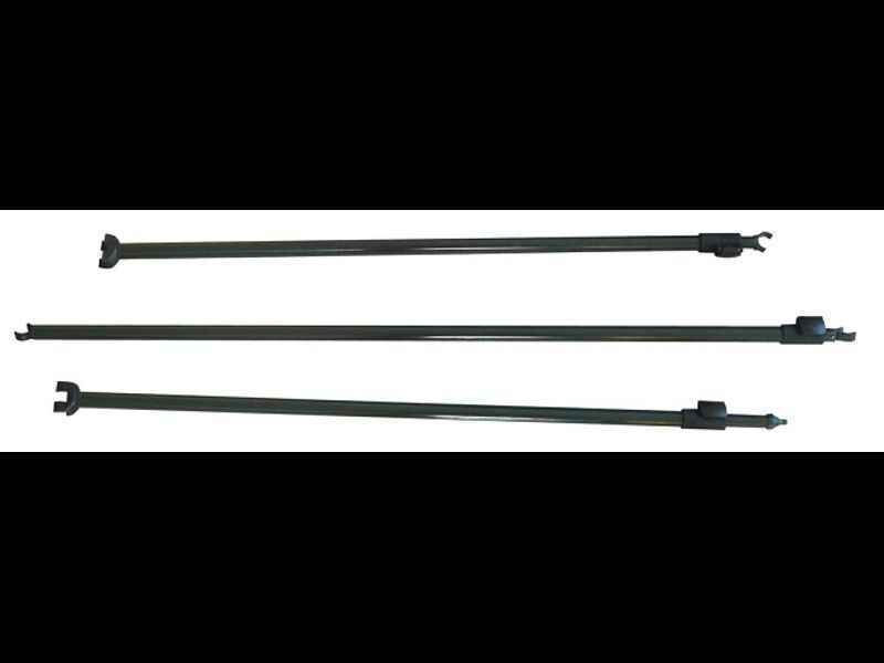 Frame-Support-fuer-3-Bogen-Bivvies-png Drei robuste Banksticks zum Karpfenangeln, die zum Fixieren der Ruten unerlässlich sind.
